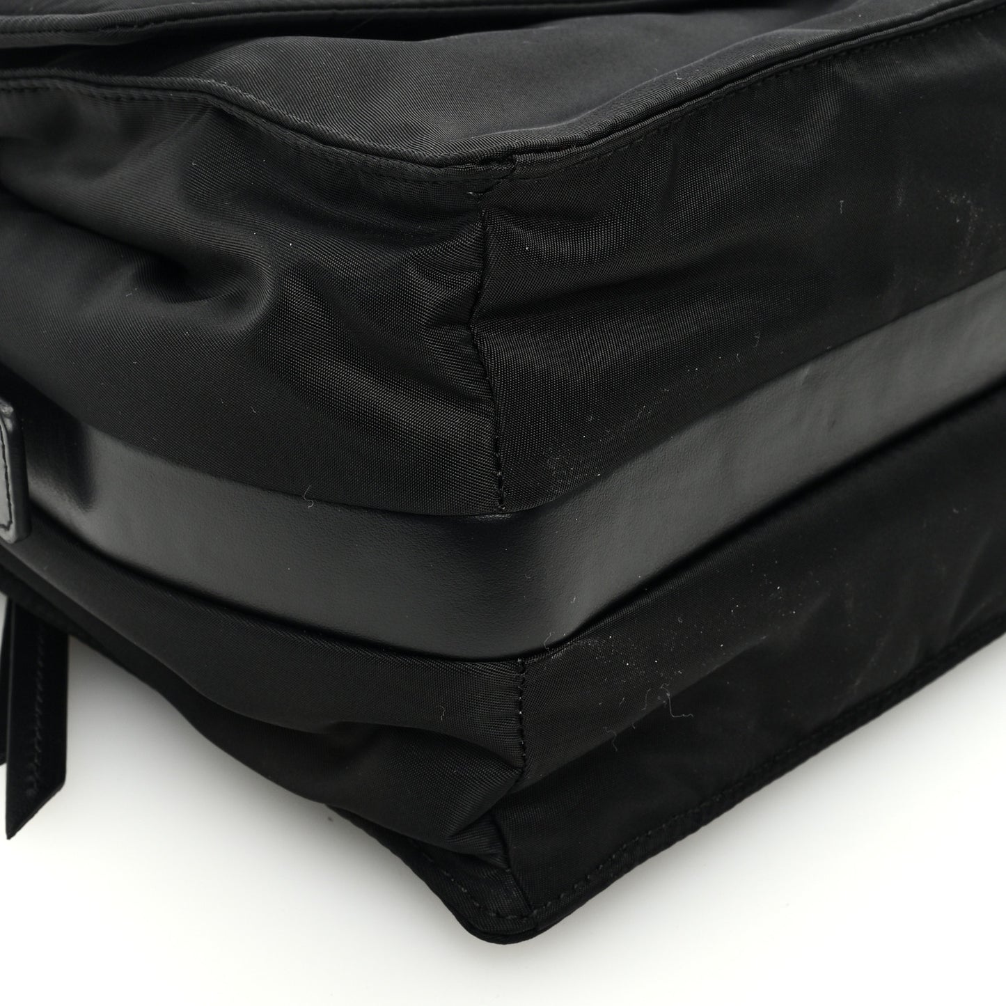 Re-Nylon Vitello Padded Small Flap Shoulder Bag Black
