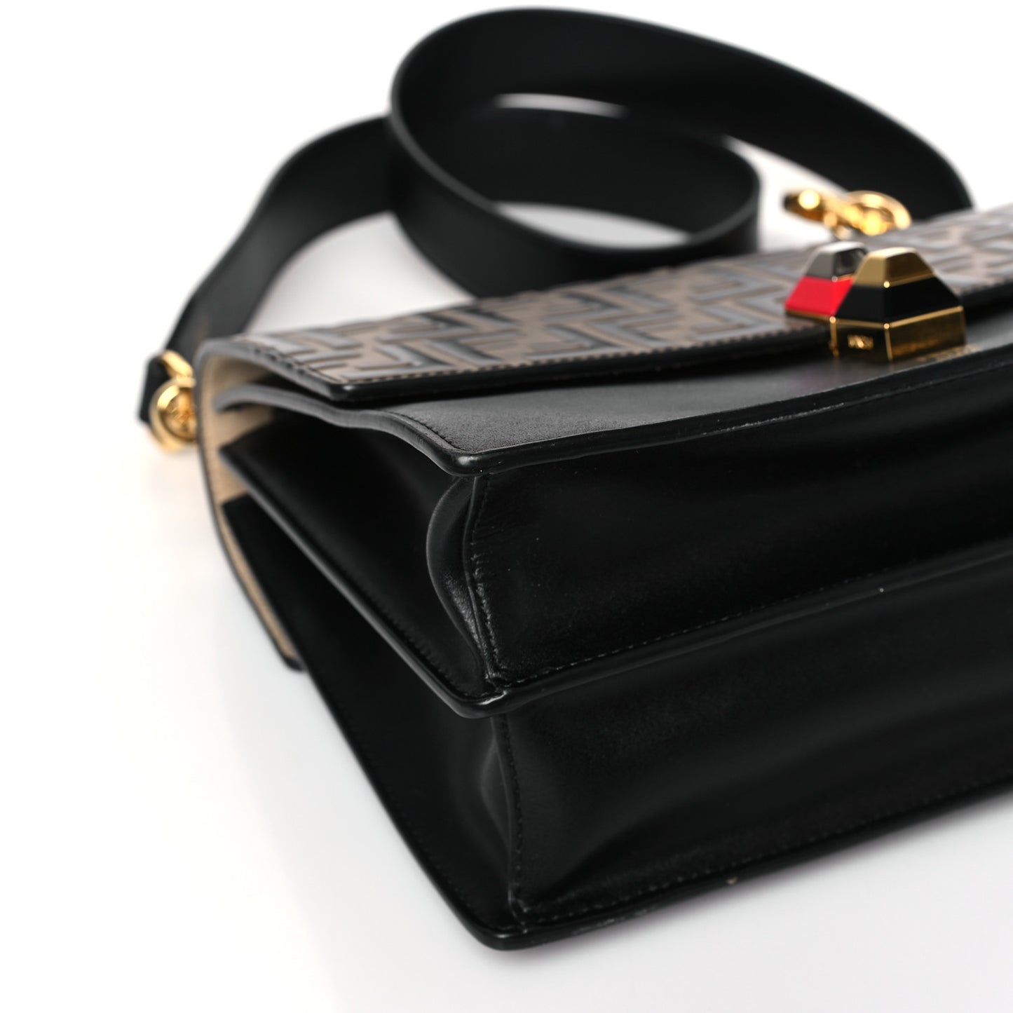 Vitello Liberty Bi-Color FF 1974 Embossed Kan I Shoulder Bag Black Maya
