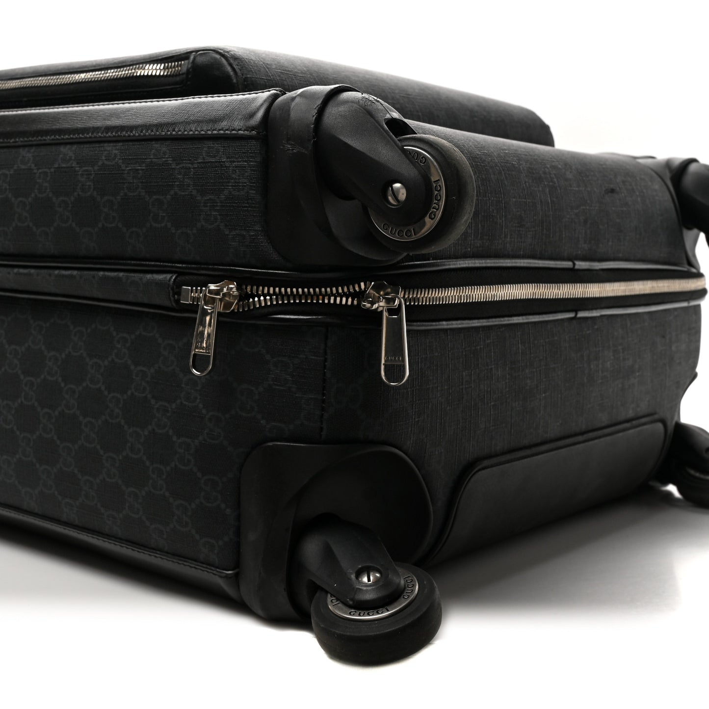 GG Supreme Monogram Large Four Wheel Suitcase Black Grey