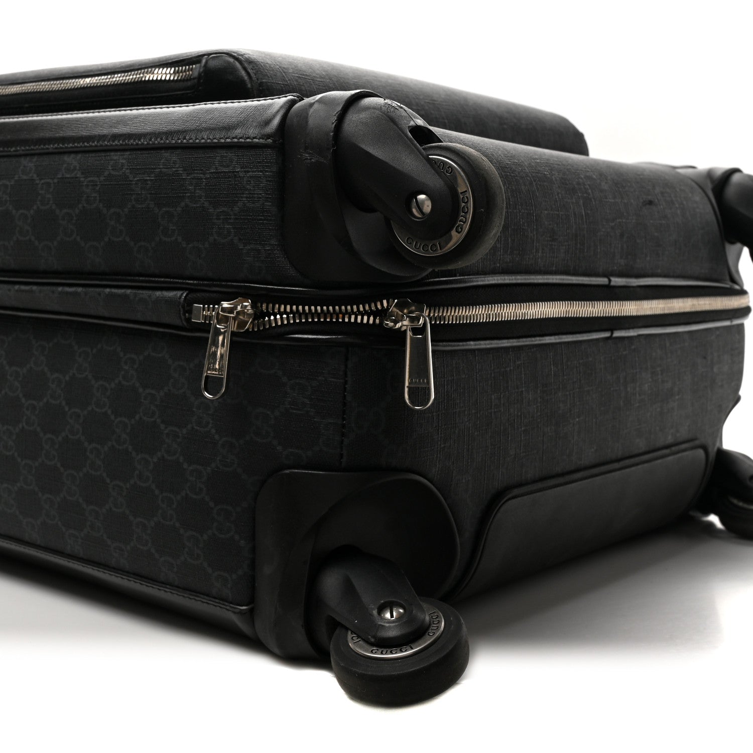 Gucci GG Supreme Monogram Large Four Wheel Suitcase Black Grey 8 of 14