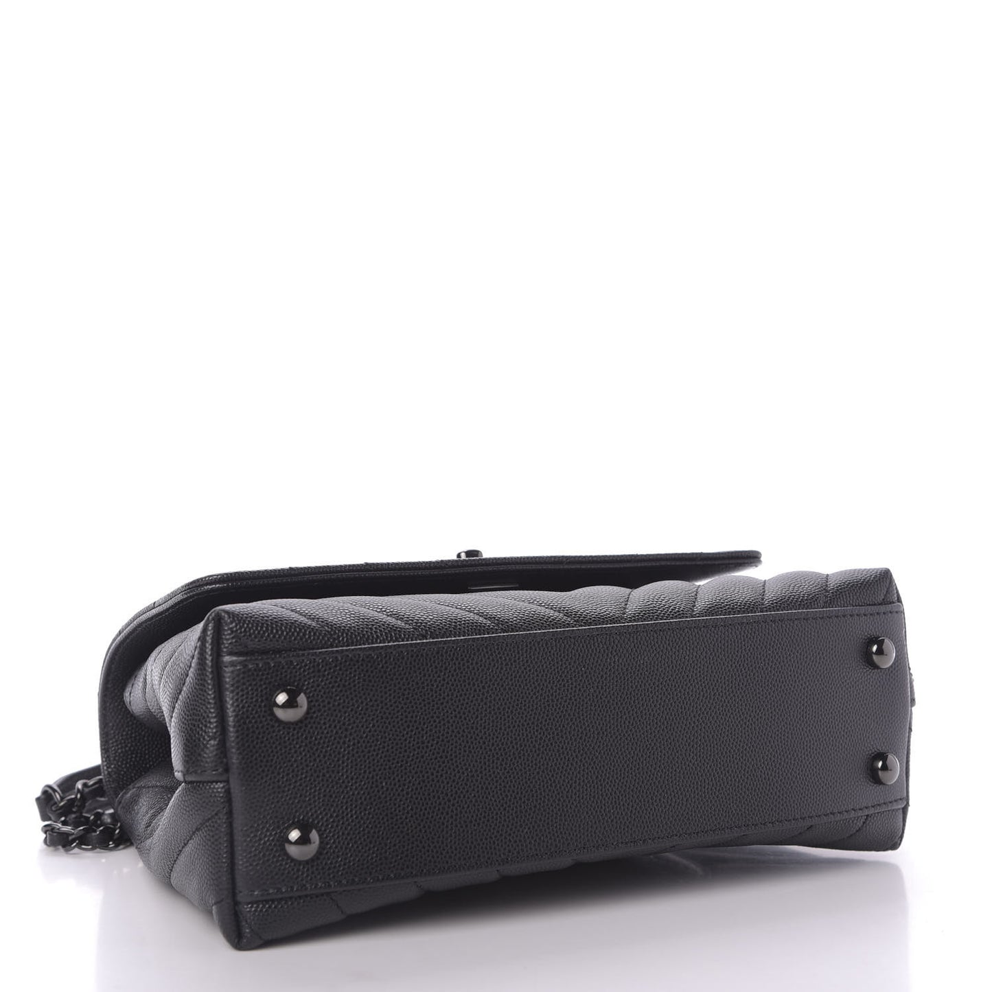 Caviar Chevron Quilted Mini Coco Handle Flap So Black