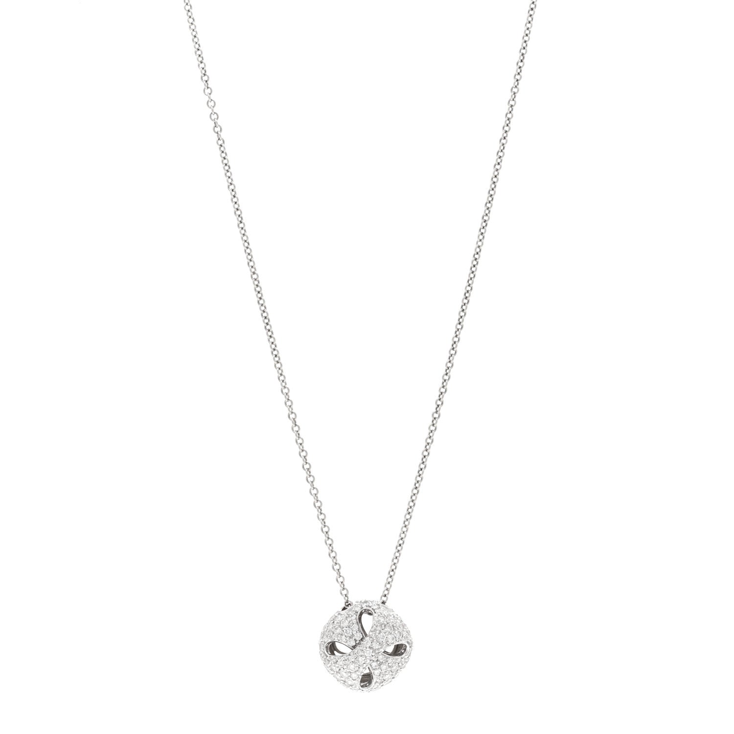 Damiani 18K White Gold Diamond Clover Pendant Necklace 1 of 5