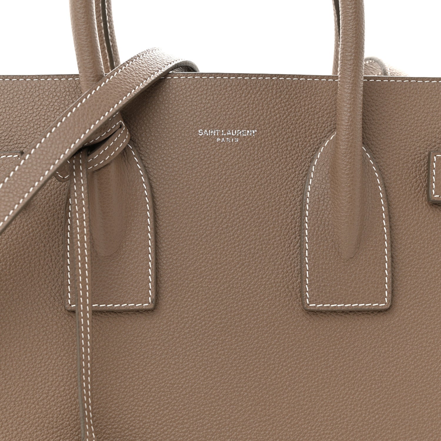 Saint Laurent Grained Calfskin Topstitch Small Classic Sac De Jour Taupe 9 of 16