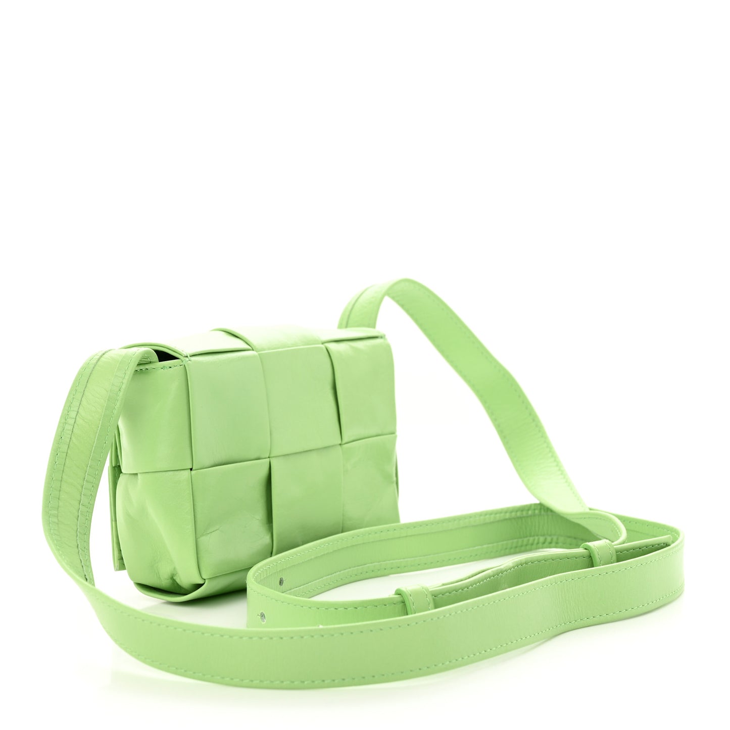 Paper Calfskin Maxi Intreccio Extra Mini Cassette Crossbody Bag Pistachio