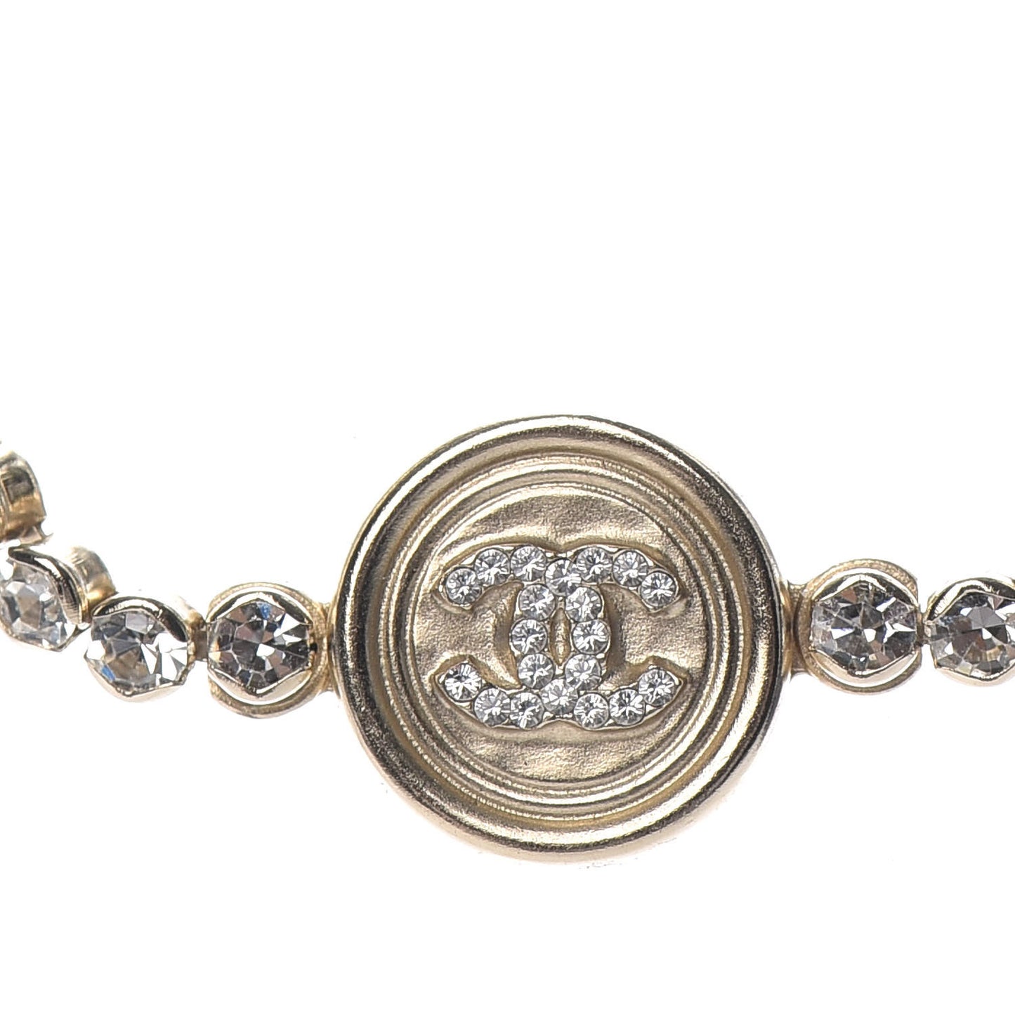 Crystal CC Chain Short Necklace Gold