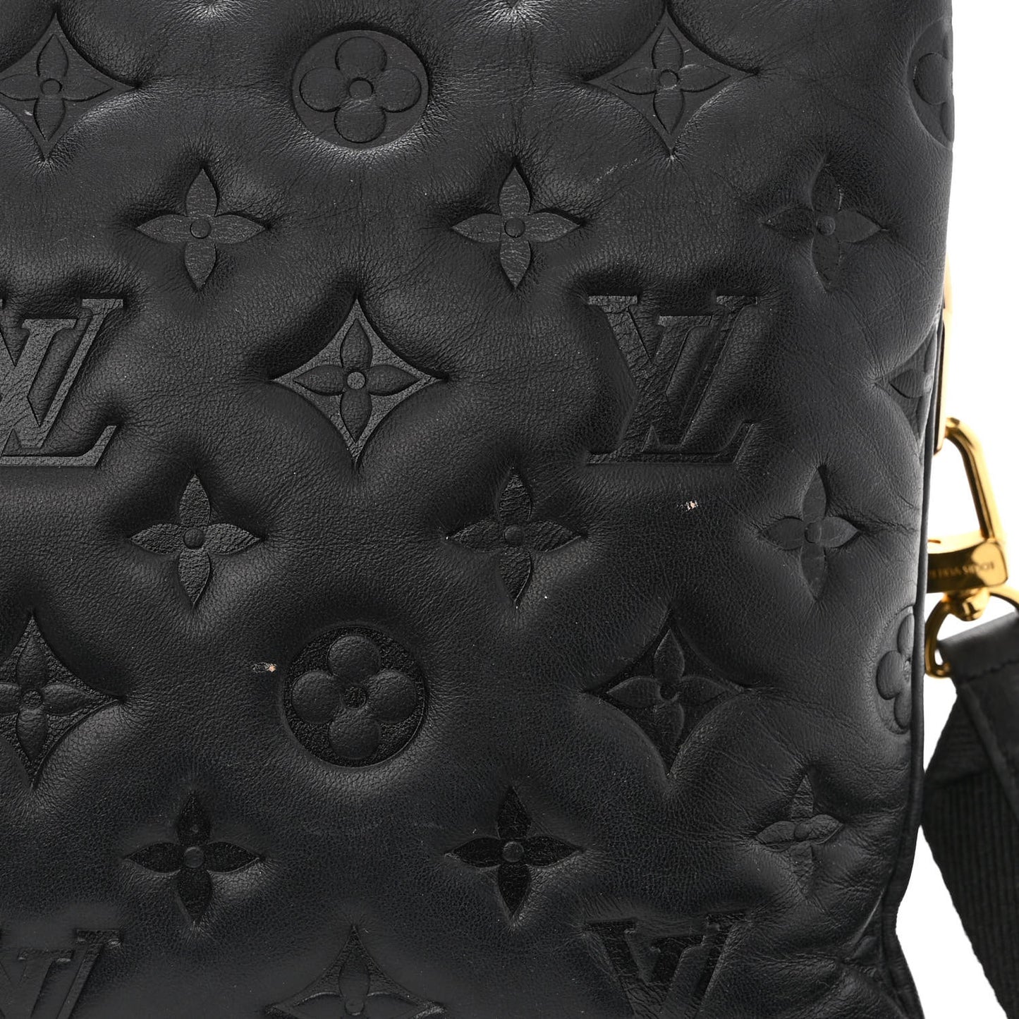 Lambskin Embossed Monogram Coussin PM Black