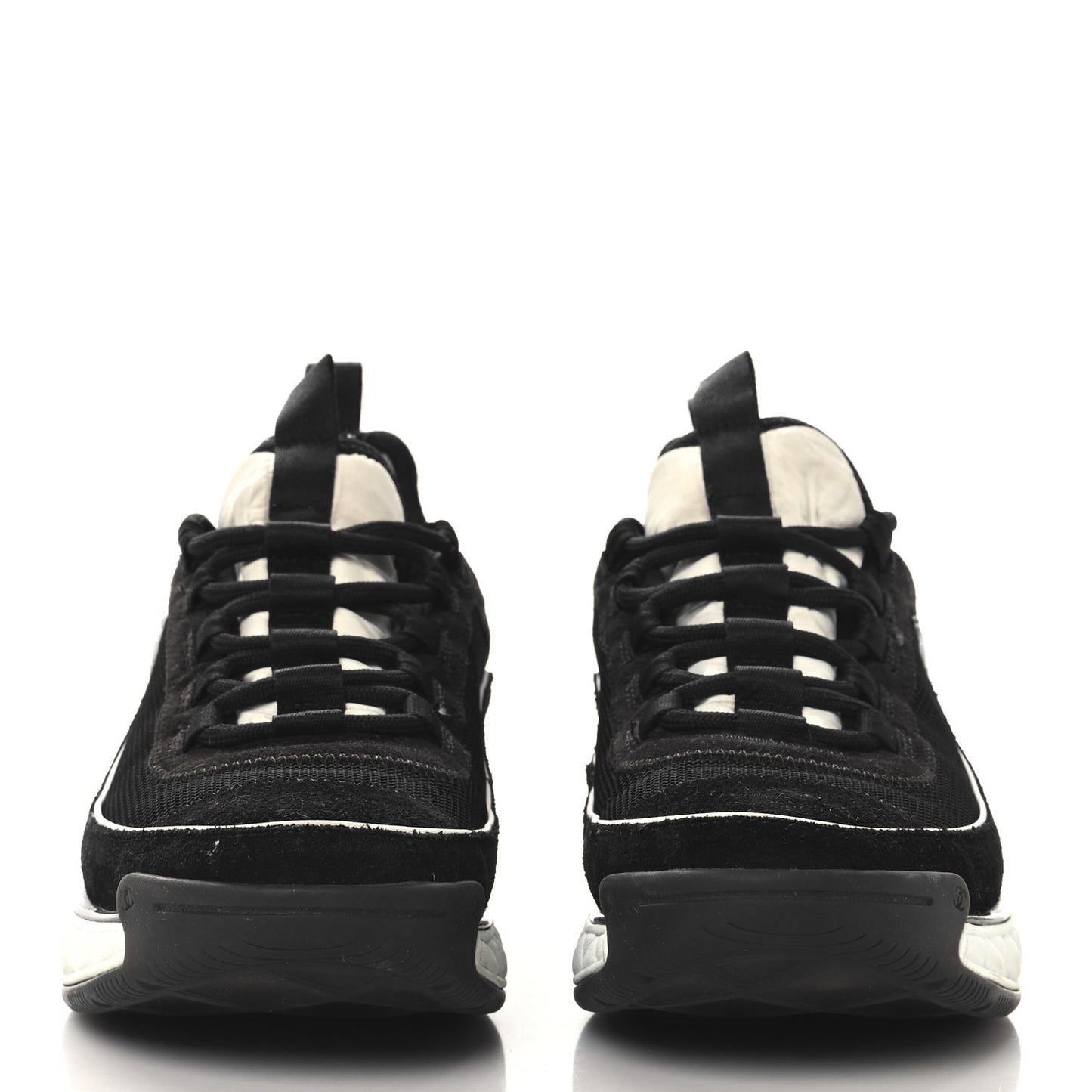 Velvet Calfskin Mixed Fibers CC Sneakers 40 Black