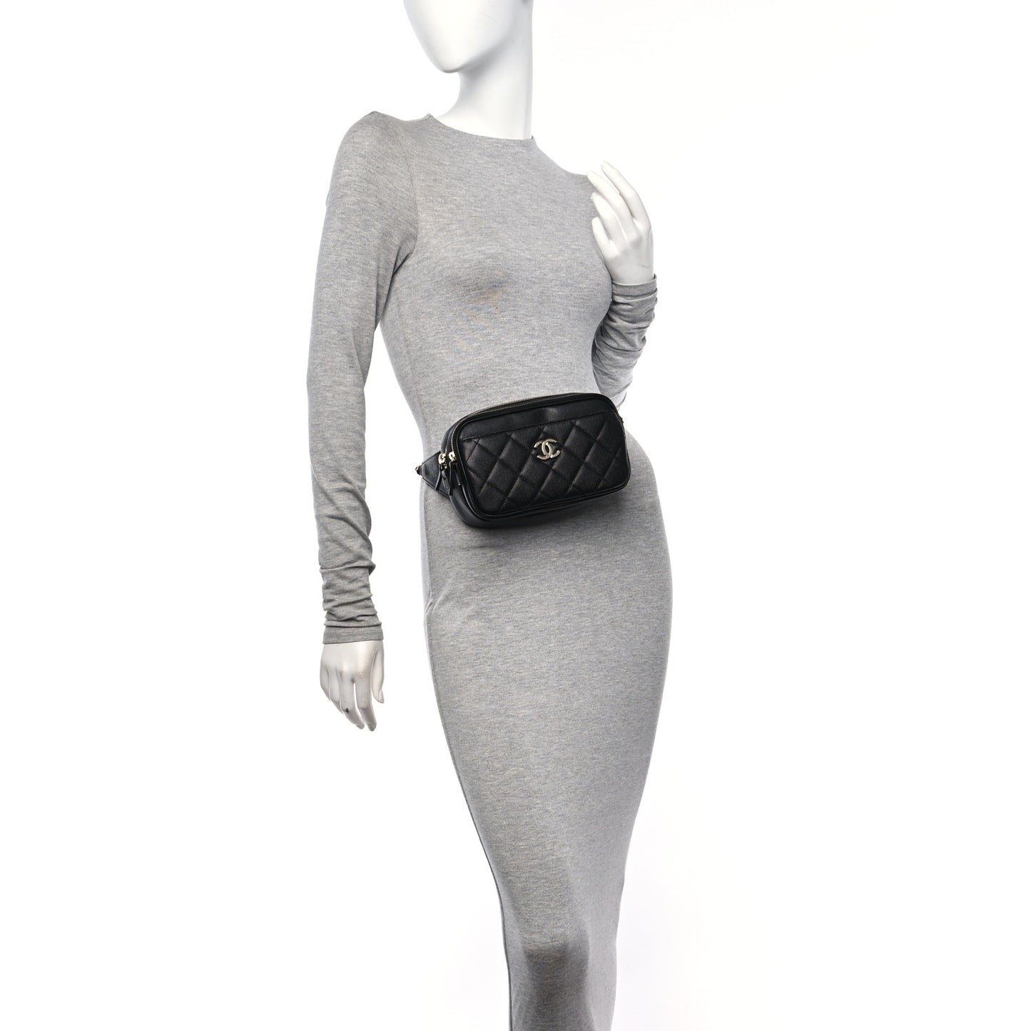Caviar Quilted Waist Bag With Pouch Black