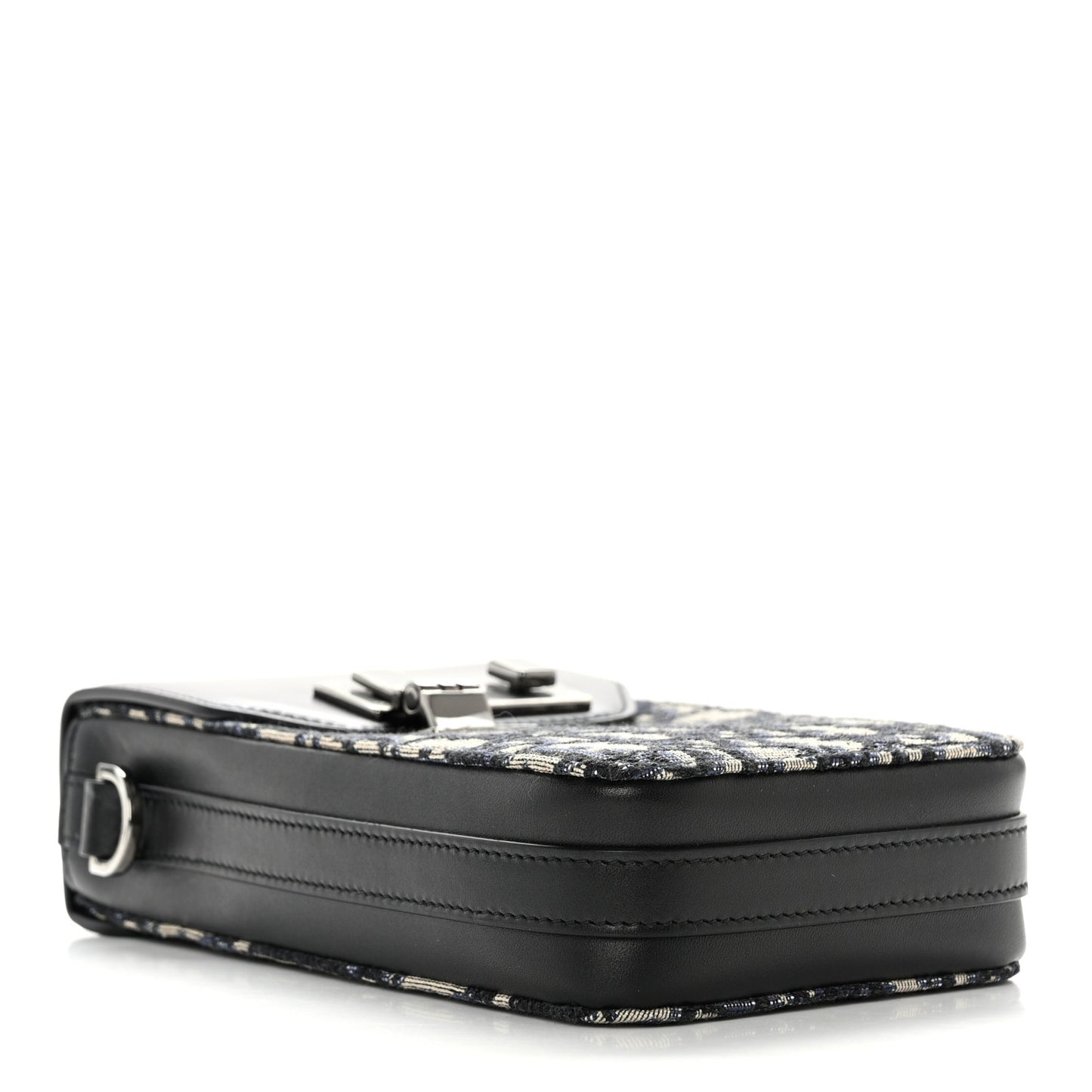 Oblique Calfskin Vertical Pouch Black