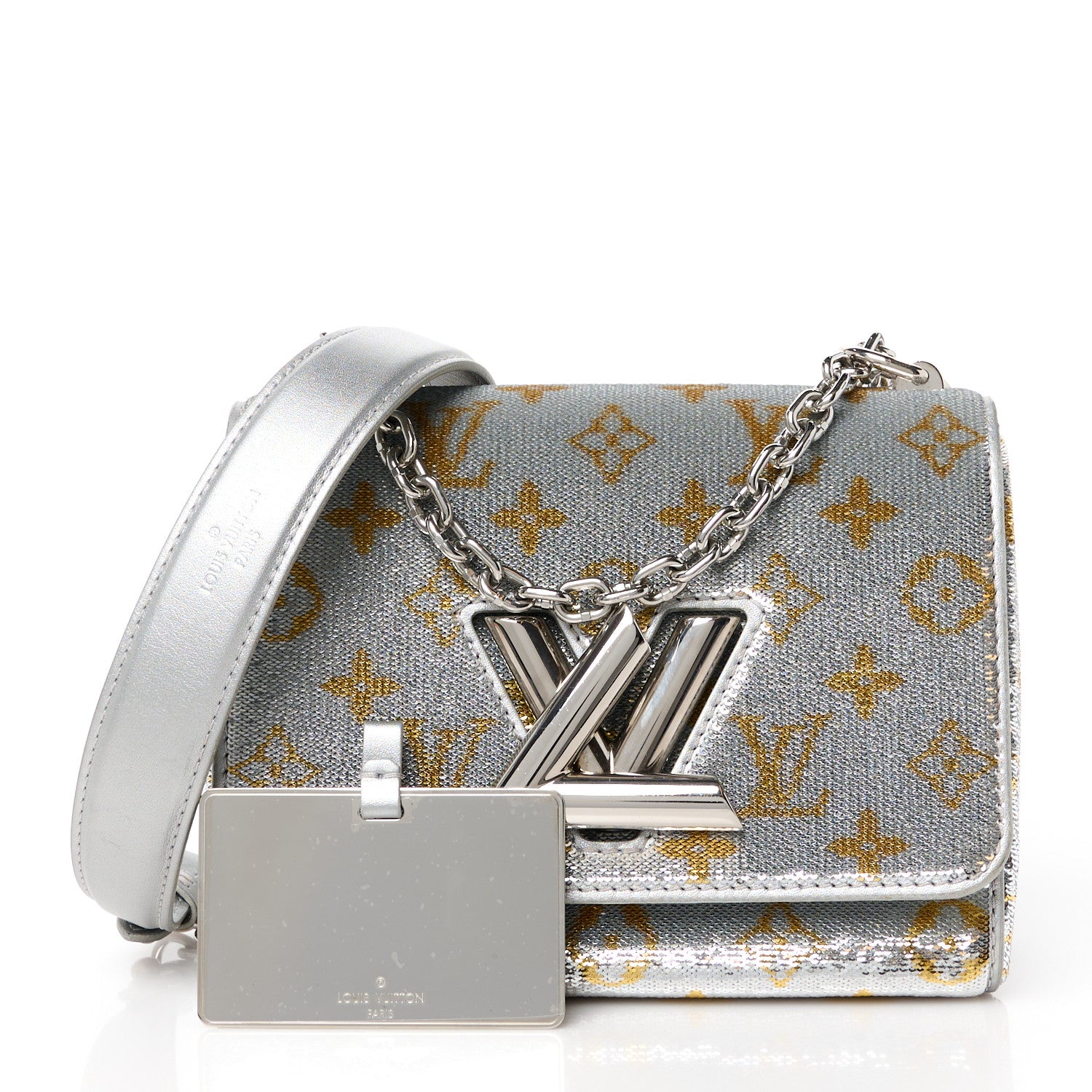 Louis Vuitton Sequins Monogram Twist Shoulder Bag PM Gold Silver 3 of 13