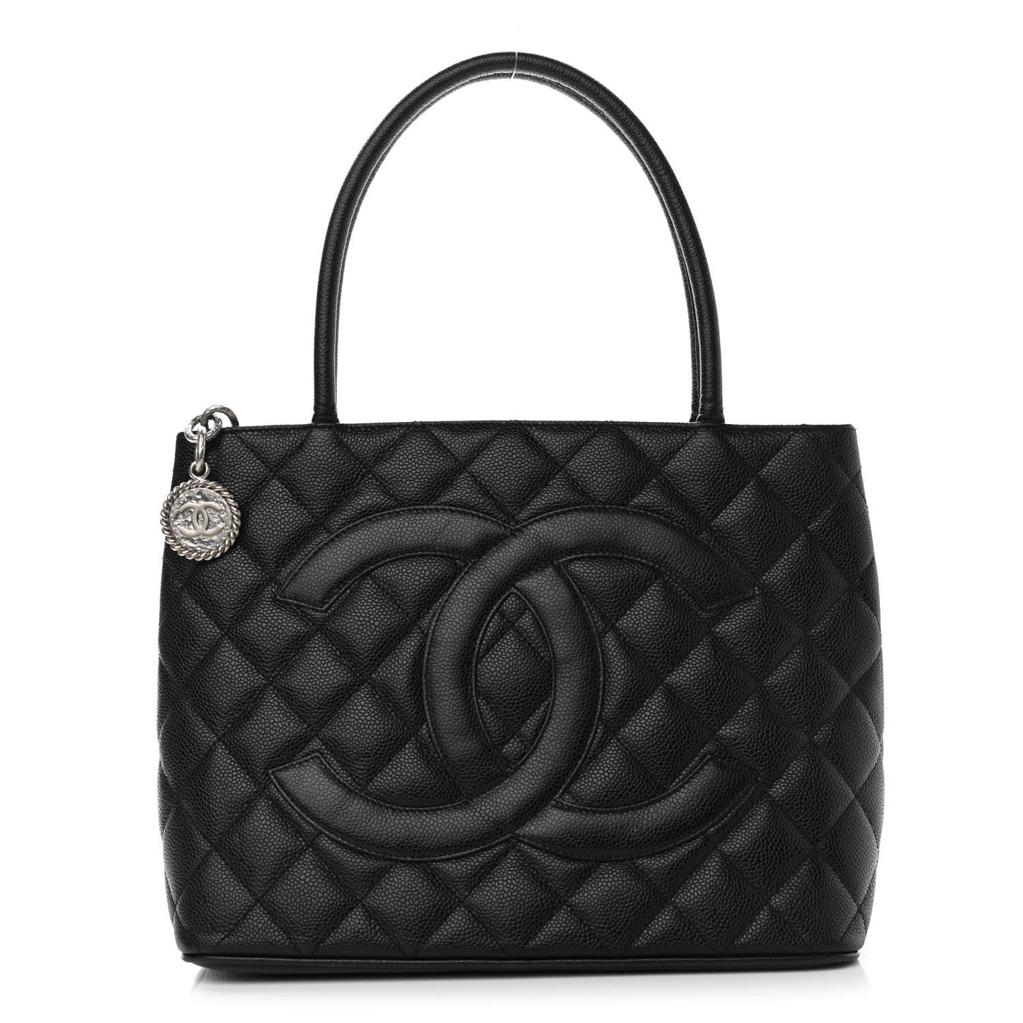 Caviar Quilted Medallion Tote Black