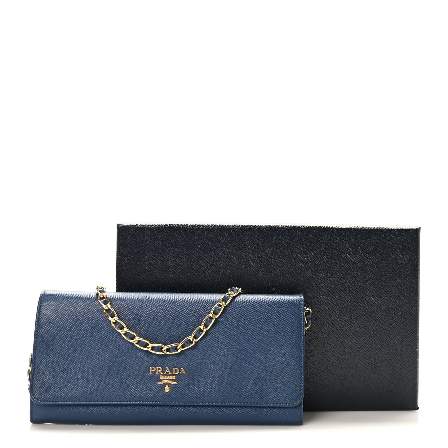 Saffiano Metal Oro Chain Wallet Bleuette