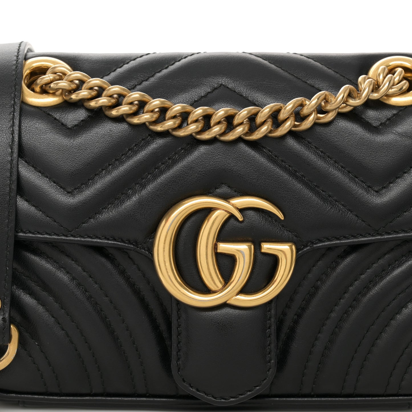 Calfskin Matelasse Mini GG Marmont Shoulder Bag Black