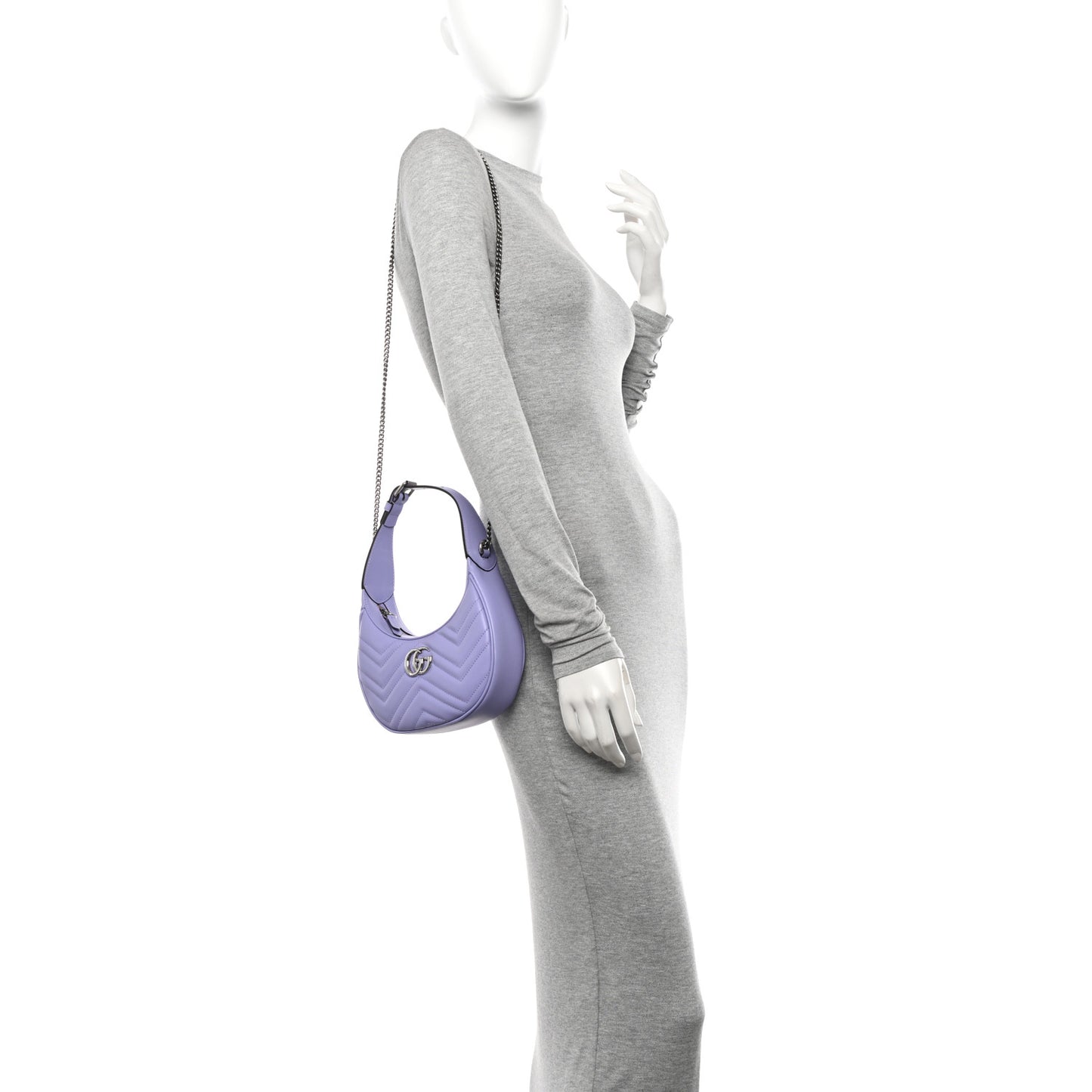 Calfskin Matelasse Mini GG Marmont Half Moon Hobo Lapis