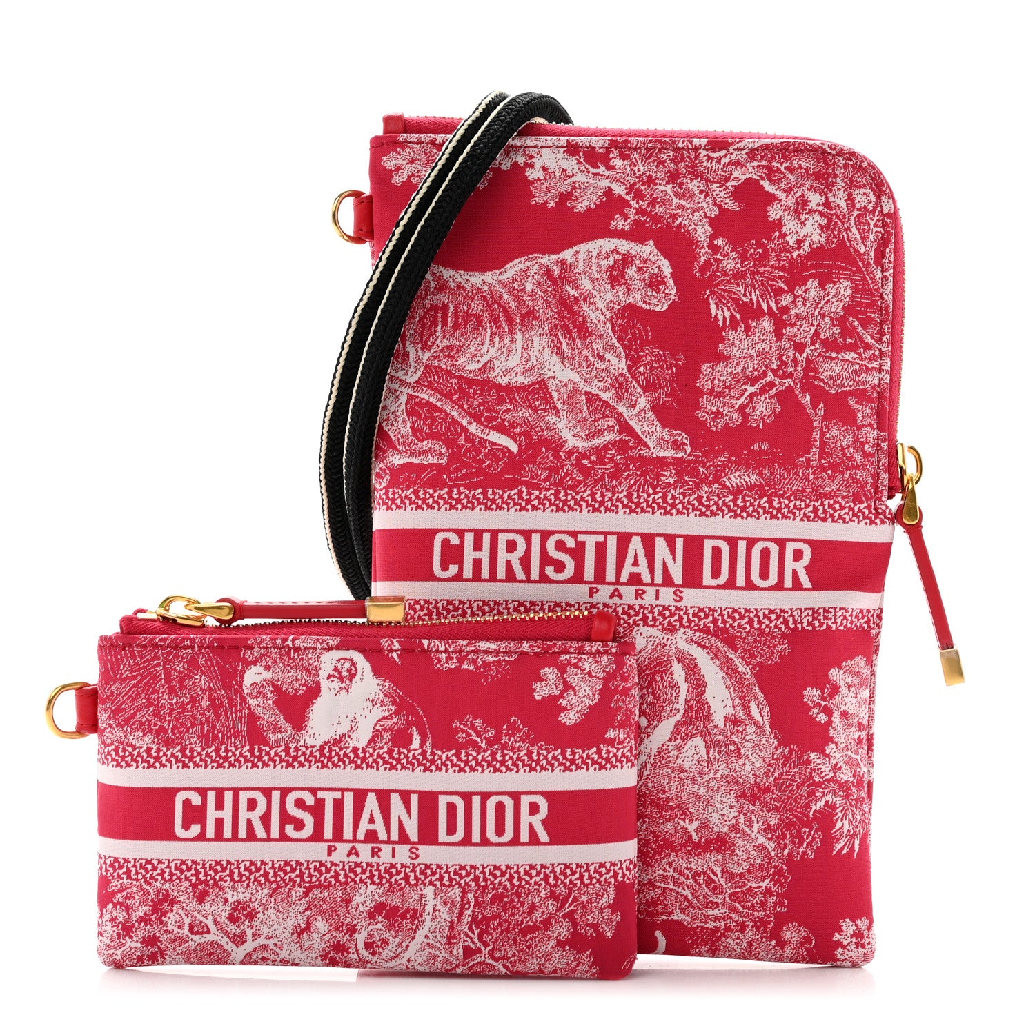 Christian Dior Technical Fabric Embroidered Toile De Jouy DiorTravel Multifunction Pouch Red 1 of 7