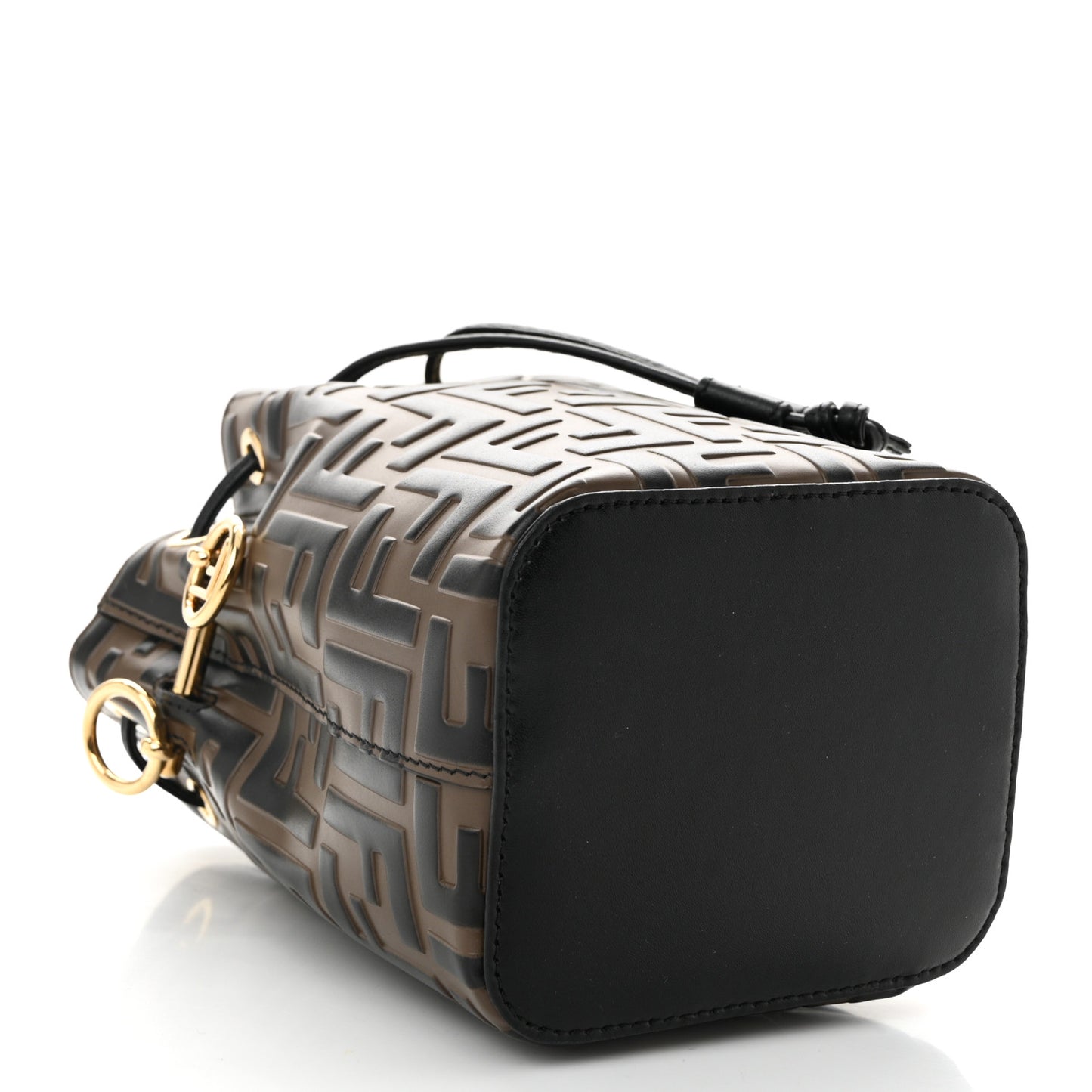 Vitello Liberty F is Fendi Bi-Color FF 1974 Embossed Mini Mon Tresor Bucket Bag Maya Black
