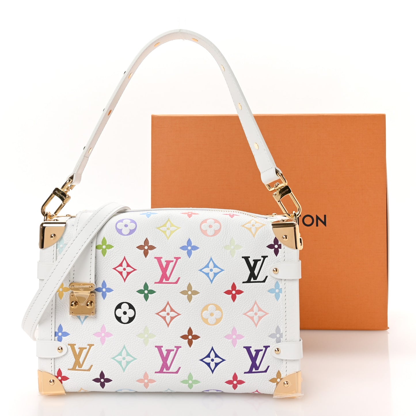 LV x TM Cowhide Monogram Multicolor Side Trunk MM White