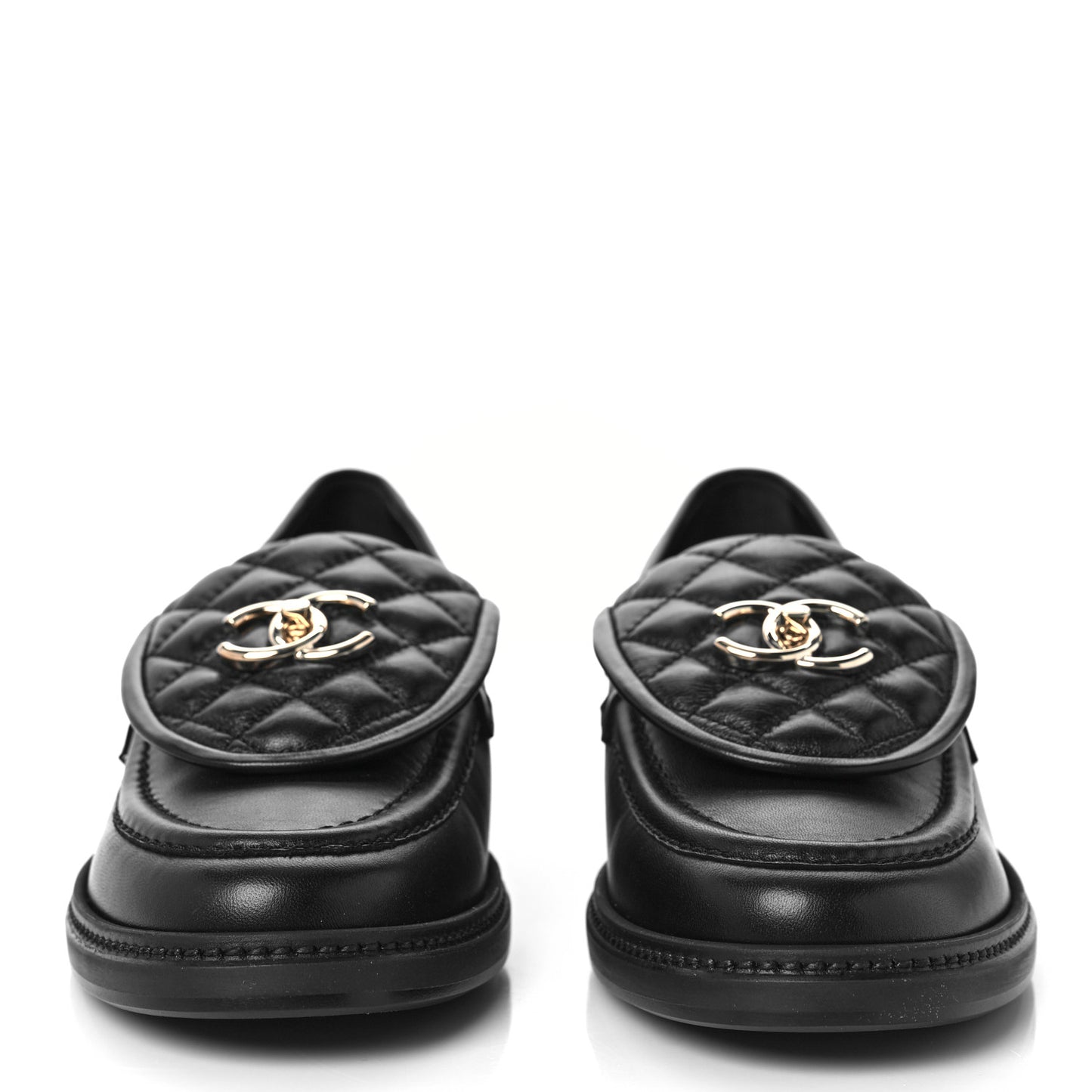 Lambskin Quilted CC Turnlock Loafers 41.5 Black