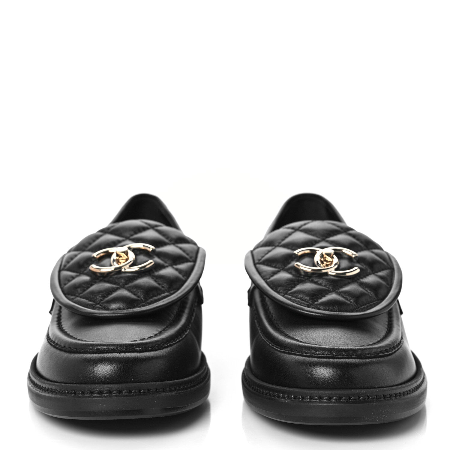 Chanel Lambskin Quilted CC Turnlock Loafers 41.5 Black 2 of 9
