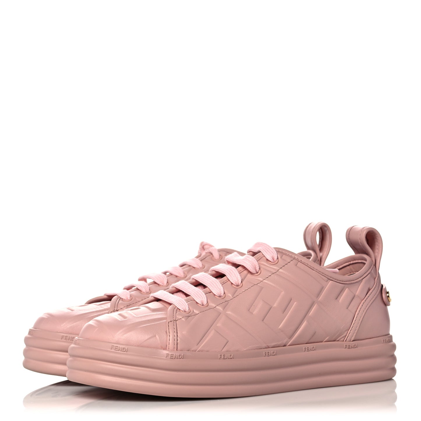 Lambksin FF Embossed Rise Low Top Sneakers 37.5 Pink