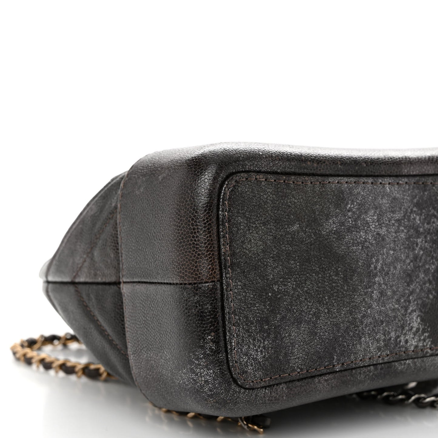 Metallic Grained Goatskin Gabrielle Backpack Dark Silver Gold