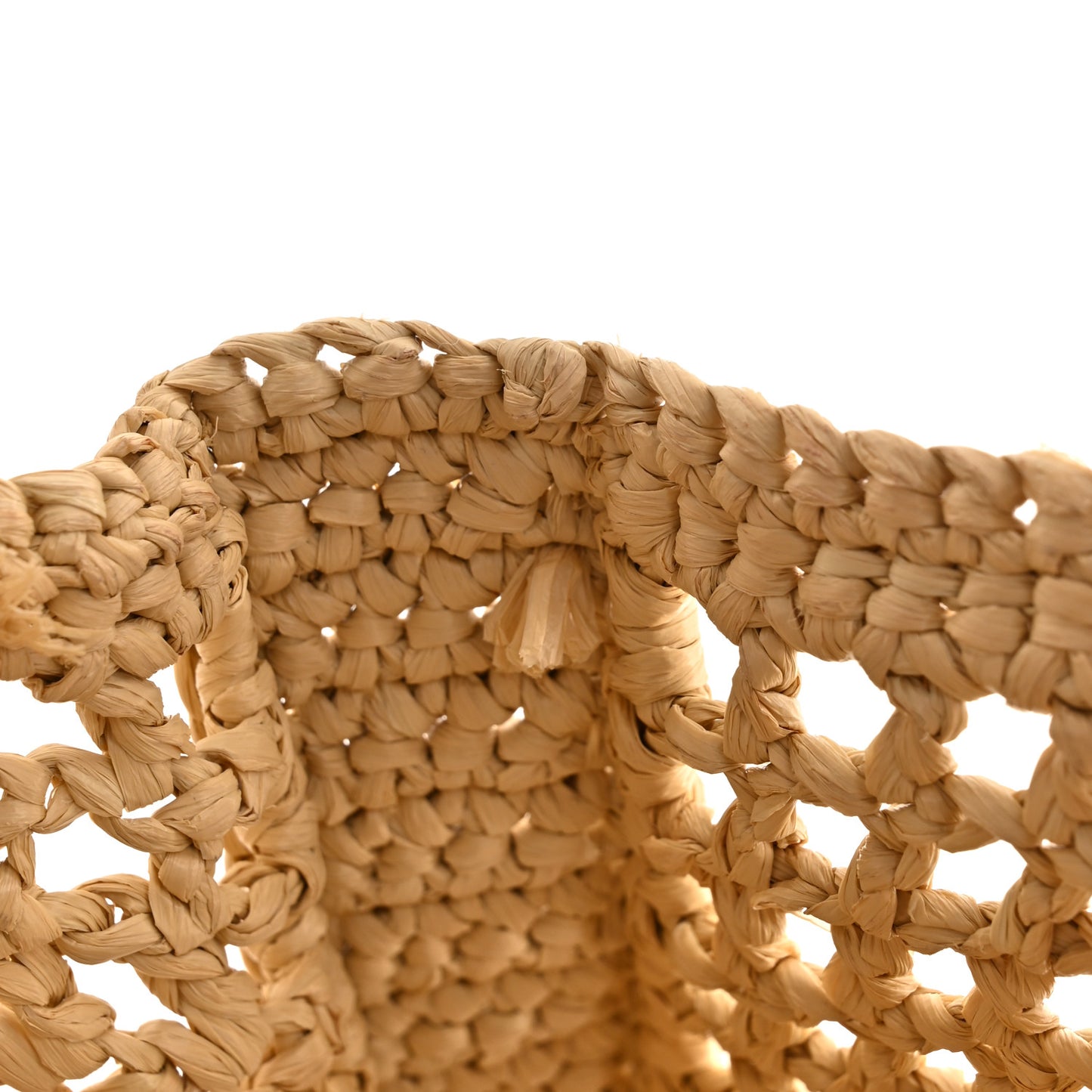 Yarn Raffia Effect Crochet Logo Embroidered Tote Bag Naturale