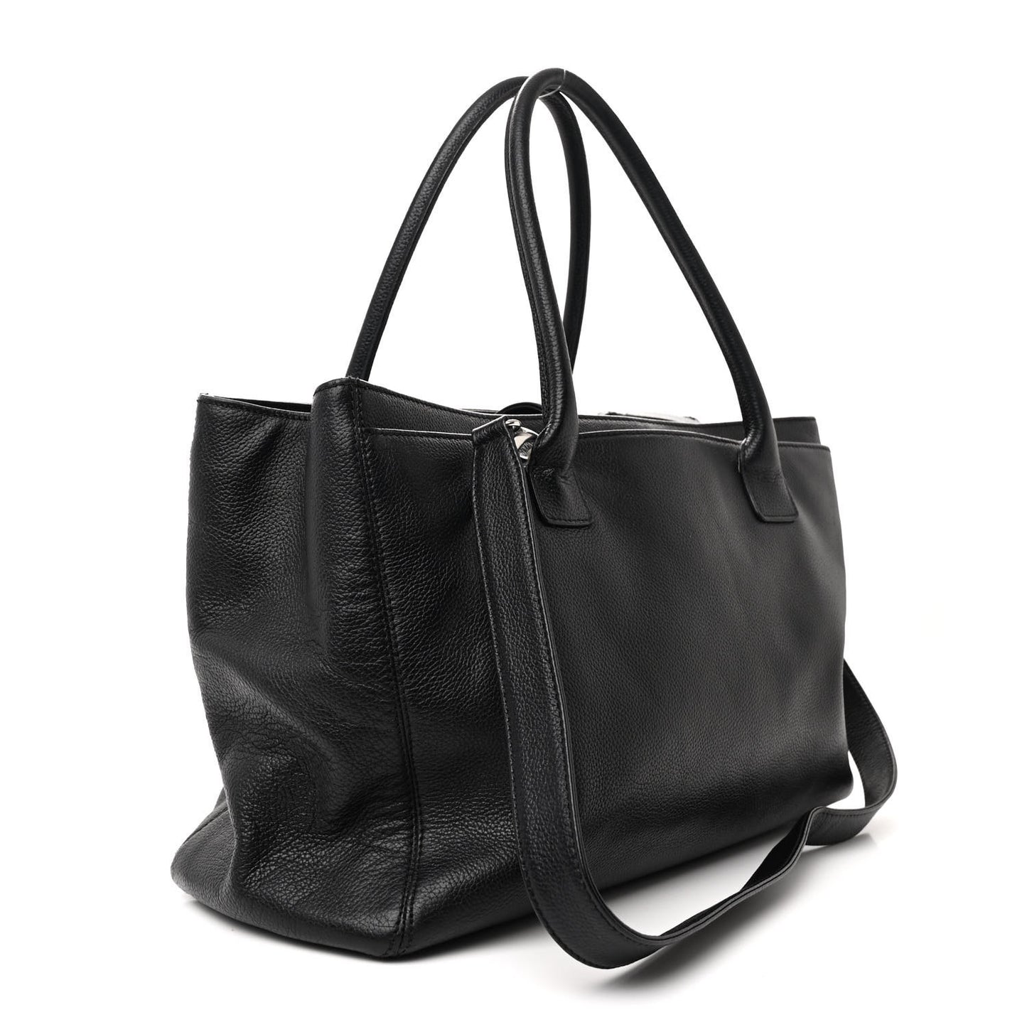 Calfskin Cerf Executive Shopper Tote Black