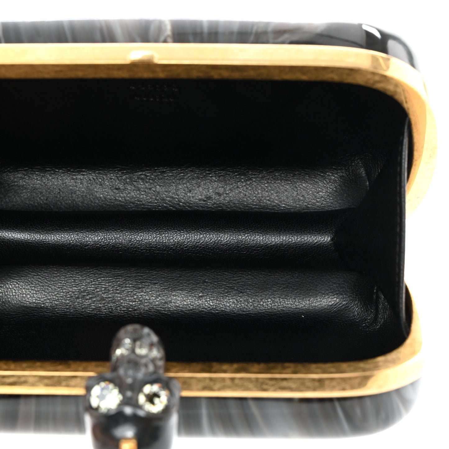 PVC Marble Skull Box Clutch Black Multicolor