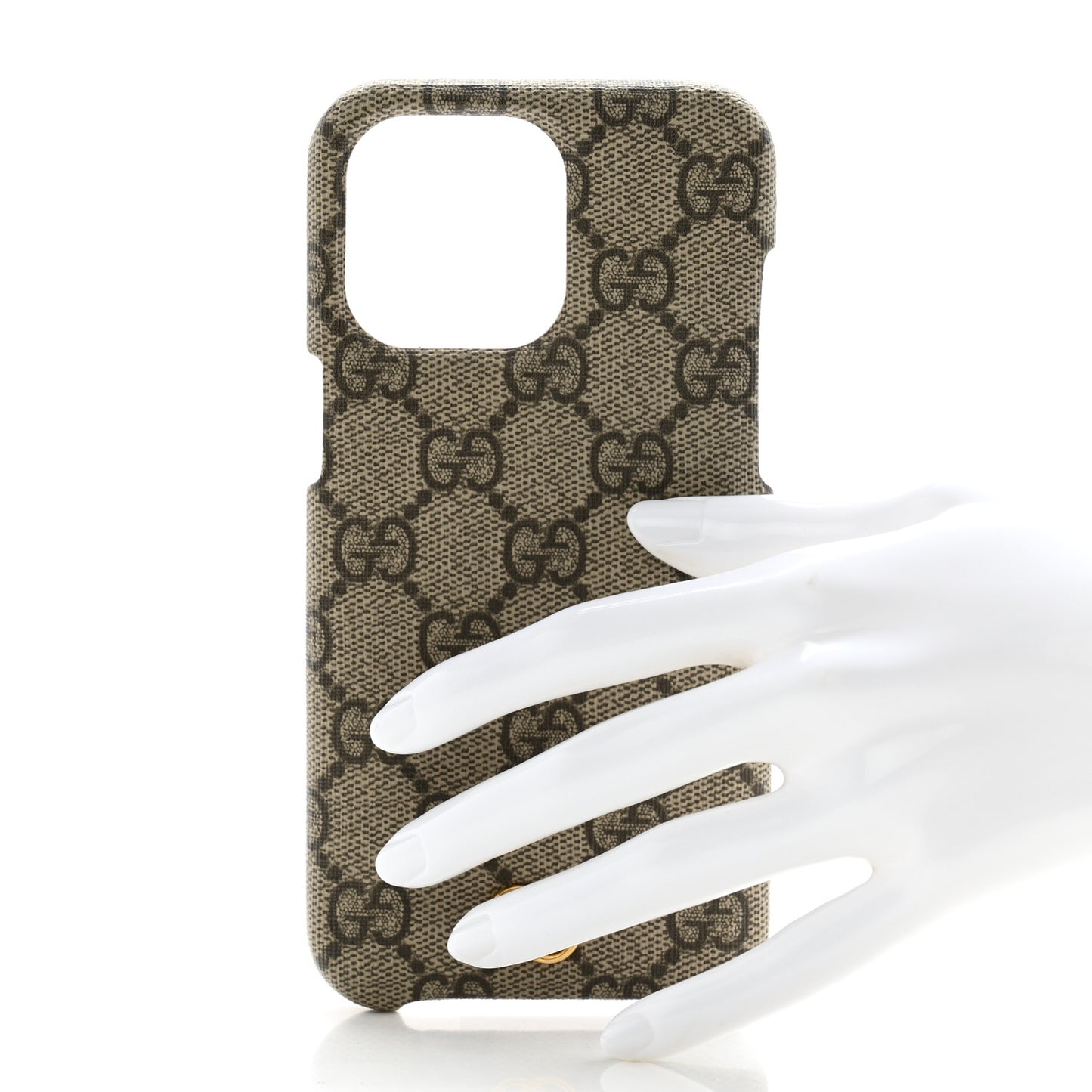 GG Supreme Monogram Ophidia iPhone 15 Pro Max Phone Case Beige Ebony