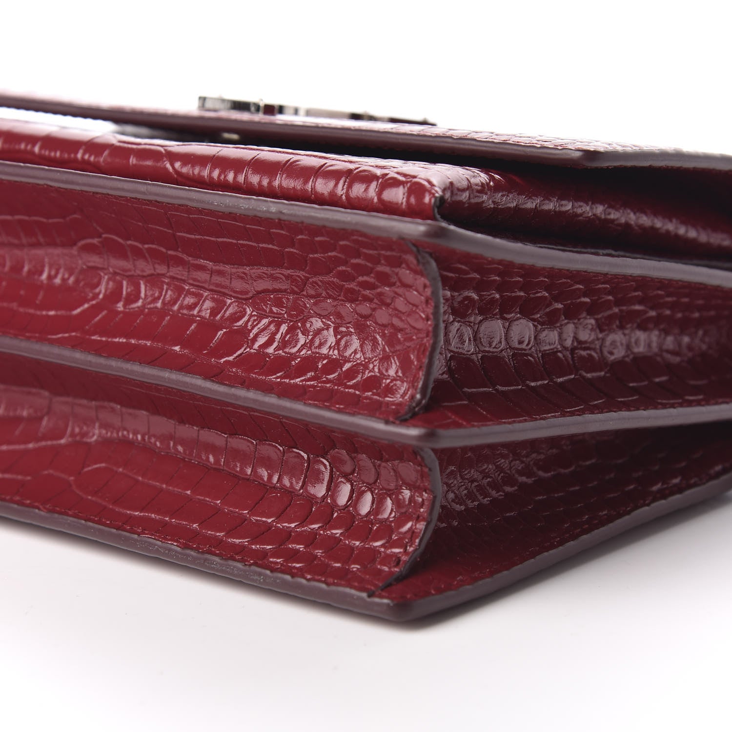 Saint Laurent Calfskin Crocodile Embossed Medium Monogram Sunset Palissandre 6 of 8