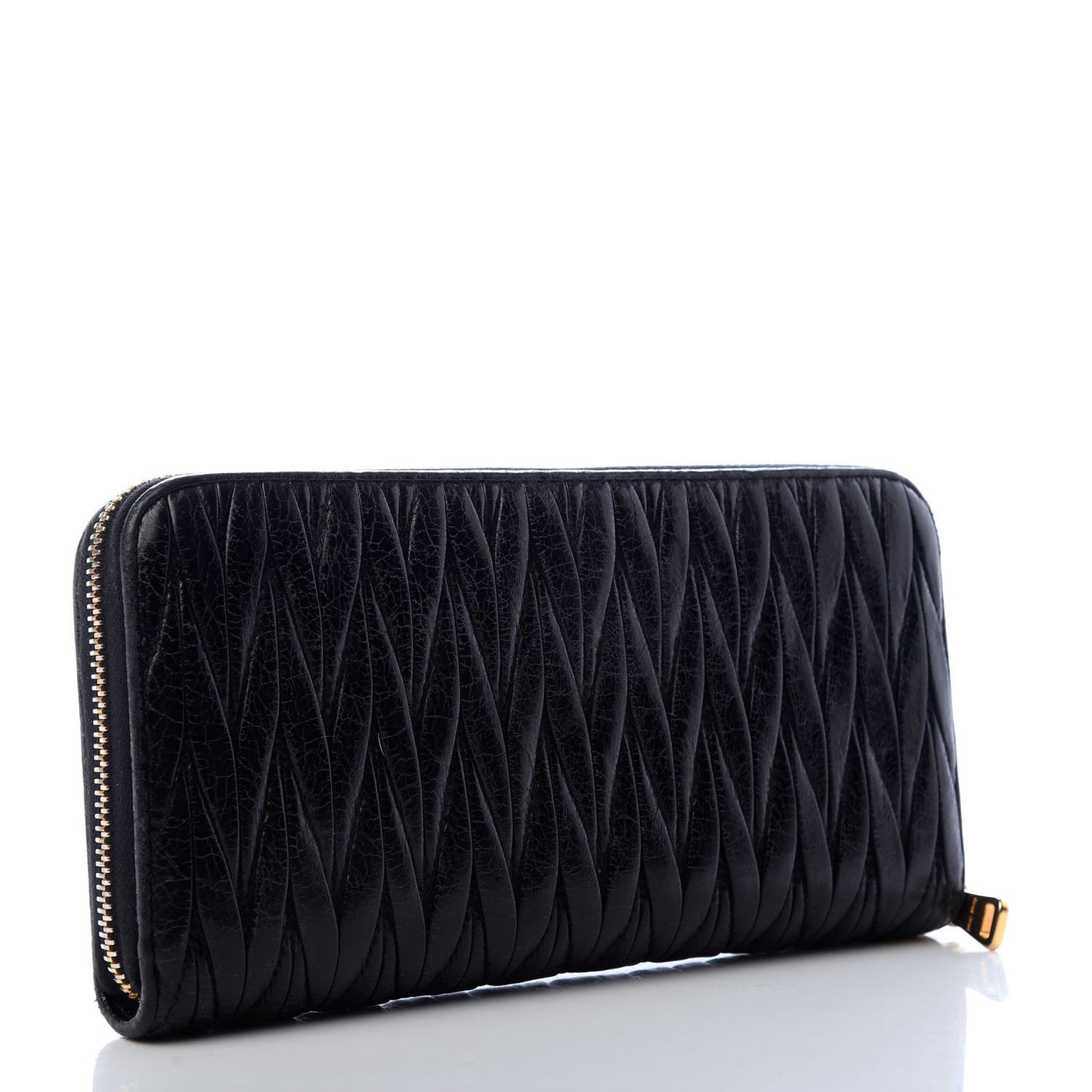 Matelasse Zip Around Wallet Black