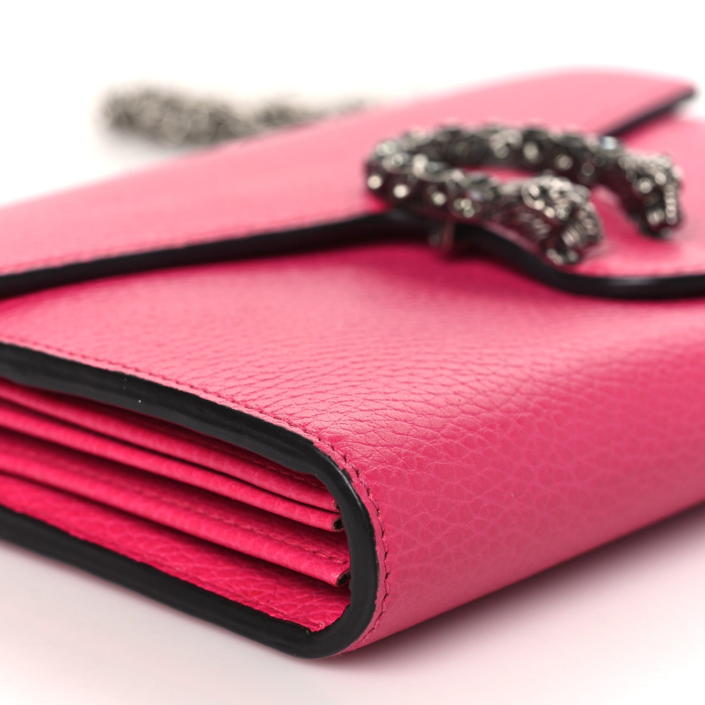 Dollar Calfskin Crystal Mini Dionysus Chain Wallet Box Pink