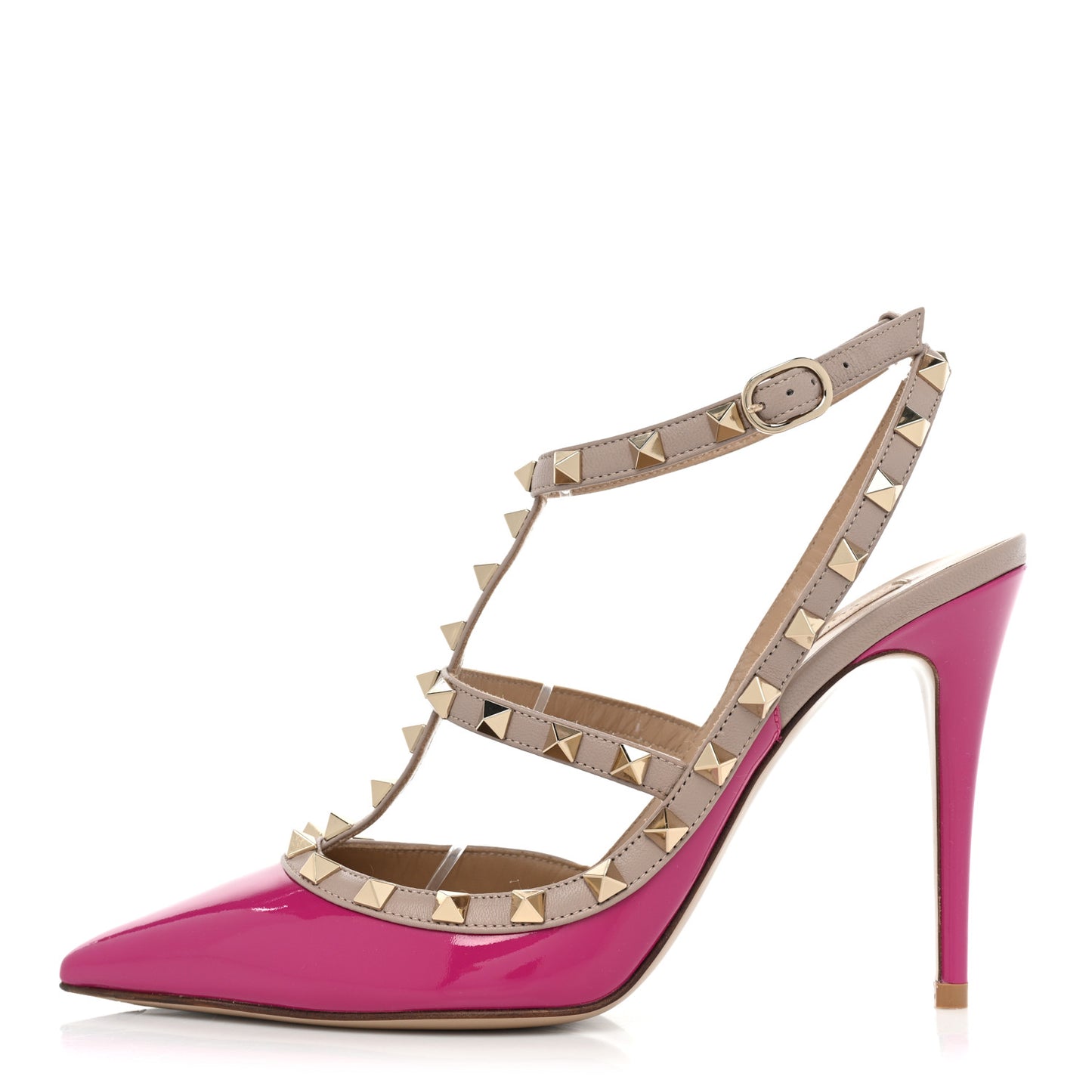Patent Nappa Rockstud Ankle Strap 100mm Pumps 40 Rose Violet Poudre