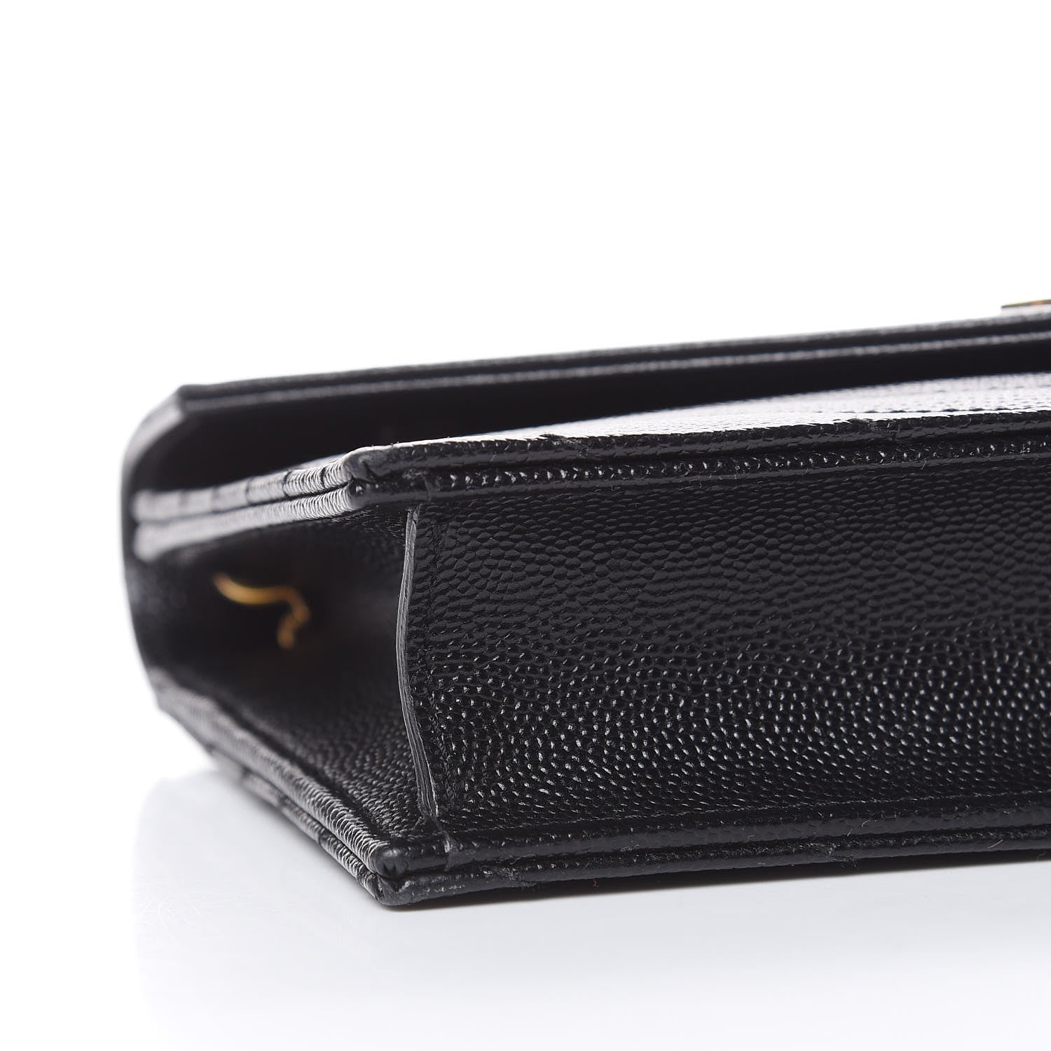 Saint Laurent Grain De Poudre Matelasse Chevron Monogram Envelope Chain Wallet Black 8 of 14