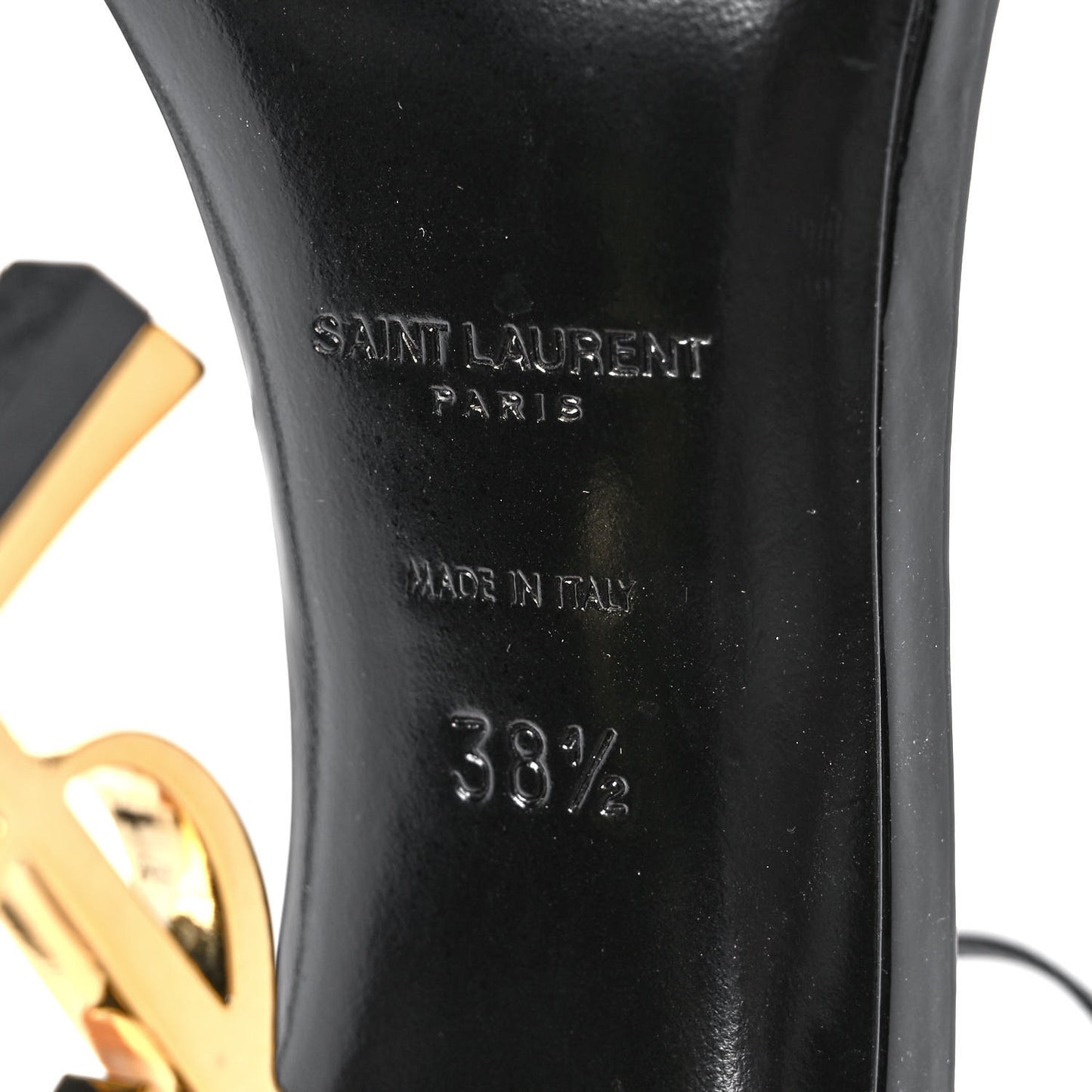 Patent Calfskin Opyum 110 Sandals 38.5 Black Gold