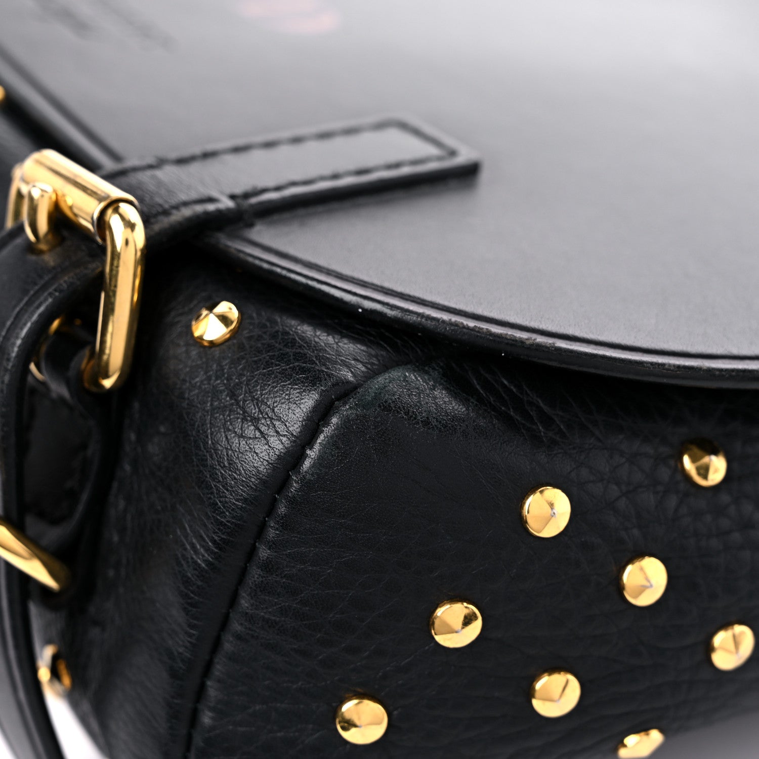 Burberry Calfskin Studded Bridle Saddle Bag Black 8 of 12