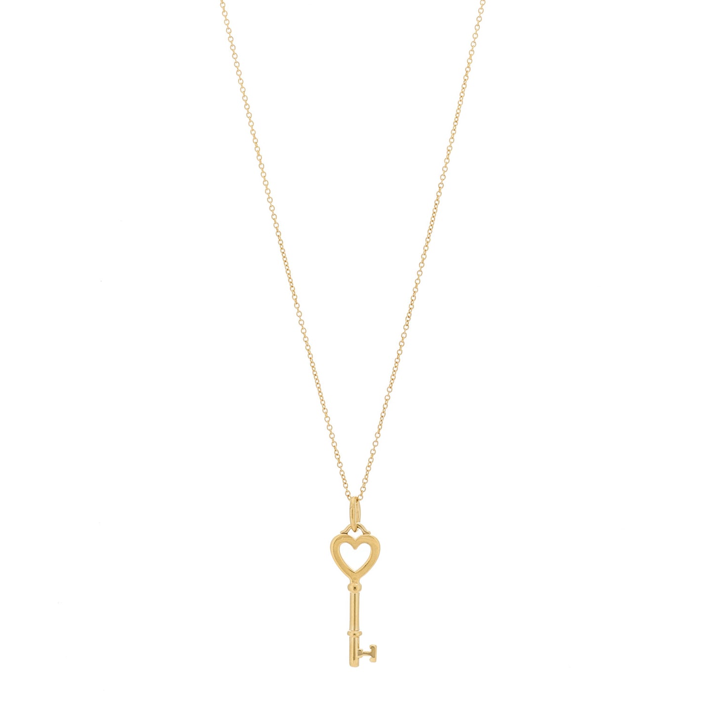 18K Yellow Gold Mini Heart Key Pendant Necklace