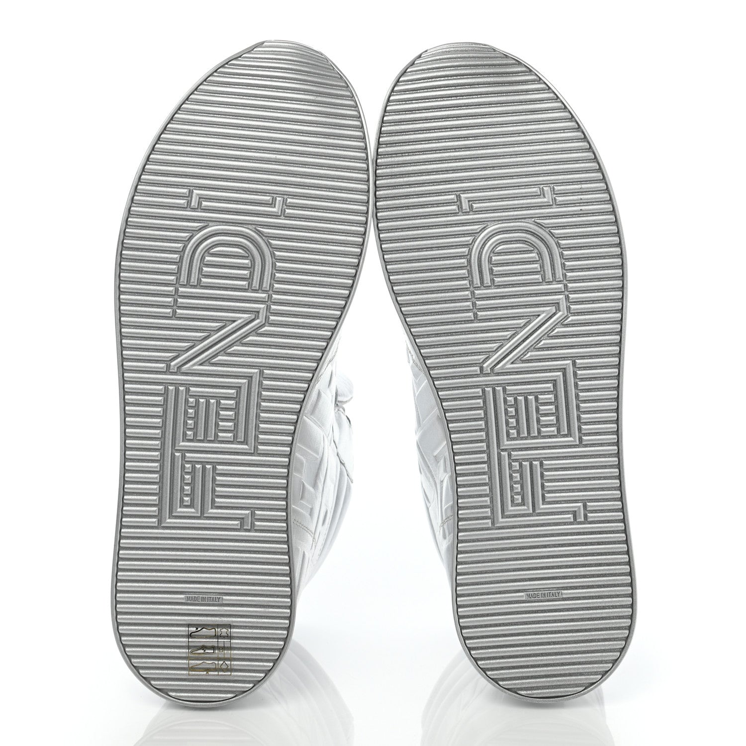 Fendi X NICKI MINAJ Metallic Nappa Macro FF Embossed Prints On High Top Sneakers 40 Silver 7 of 9