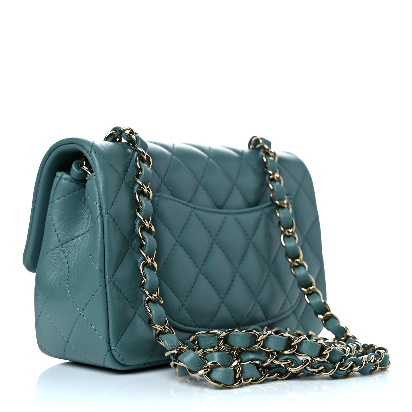 Lambskin Quilted Mini Rectangular Flap Green