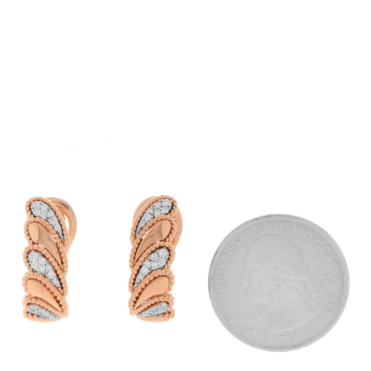 Roberto Coin 18K Rose Gold Diamond Byzantine Barocco Earrings 2 of 5