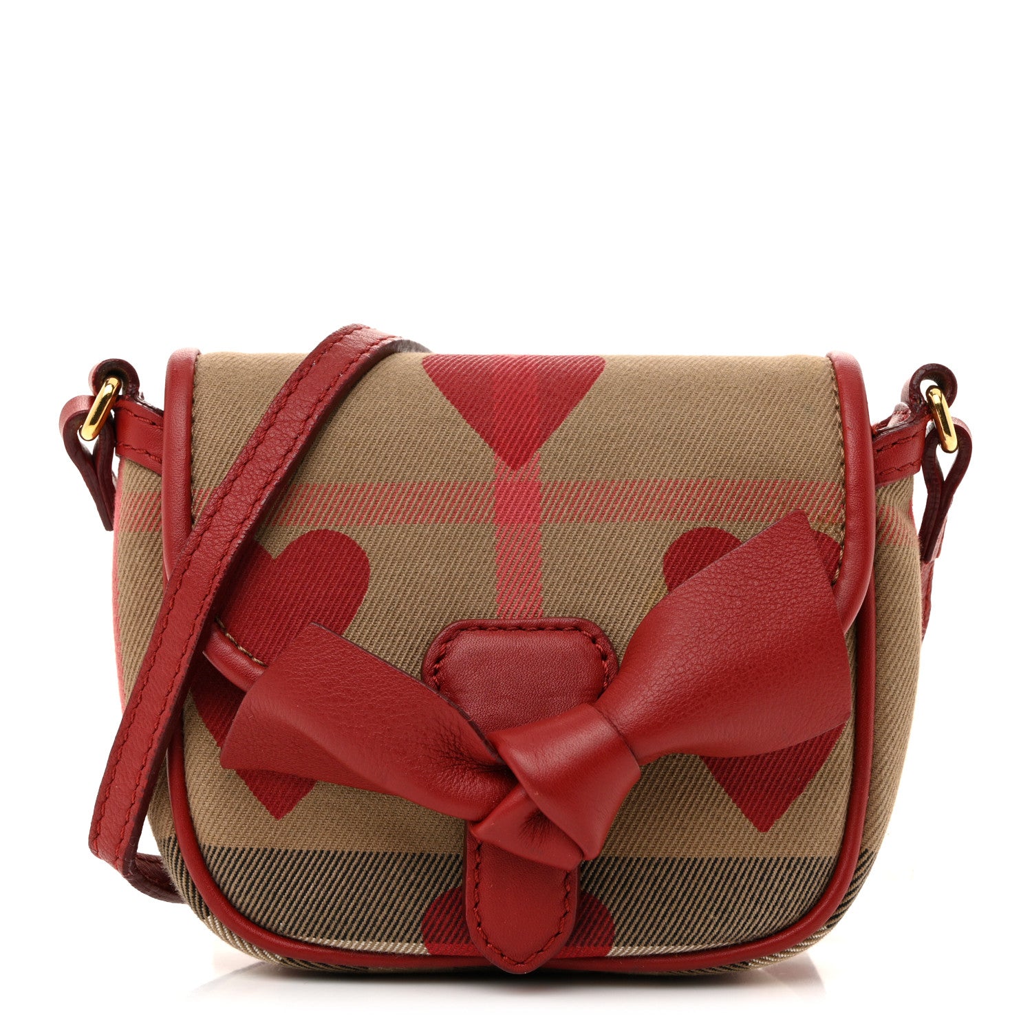 Burberry ハート型ケース レッド Burberry Calfskin Heart Print House Check Crossbody Beige 1786018