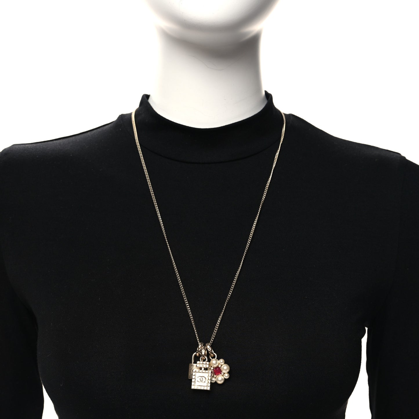 Metal 3 Charms Necklace Gold