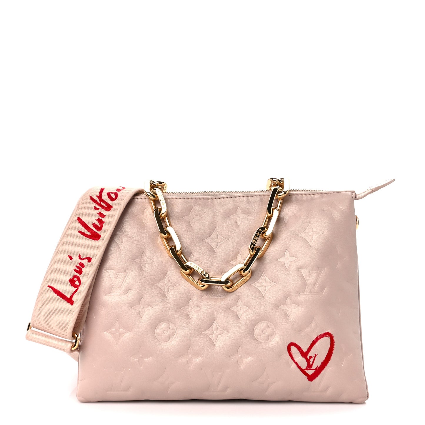 Lambskin Embossed Monogram Fall In Love Coussin PM Dragée Light Pink