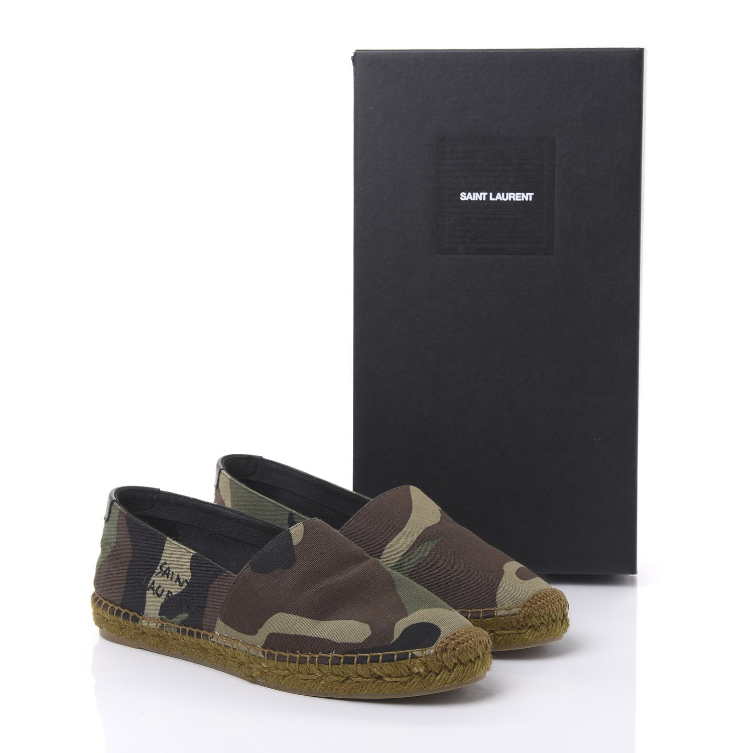 Saint Laurent Canvas Camouflage Espadrilles 37.5 Kaki Black 9 of 9