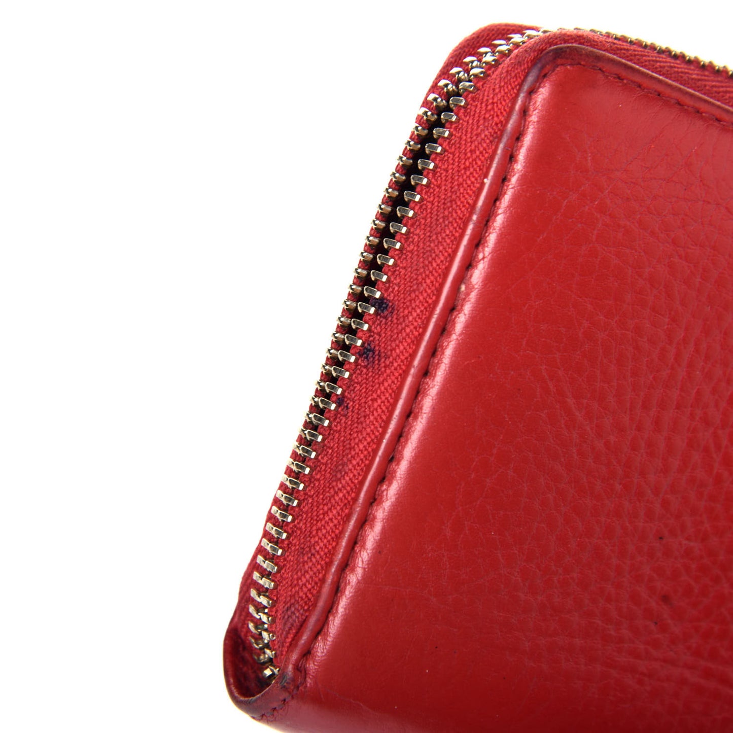 Pebbled Calfskin Soho Zip Around Wallet Red