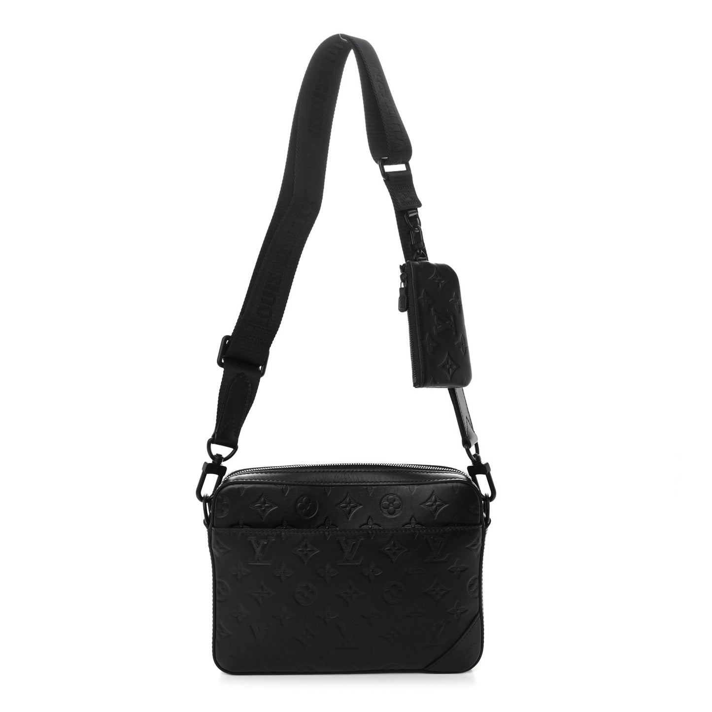 Calfskin Monogram Shadow Duo Messenger Black