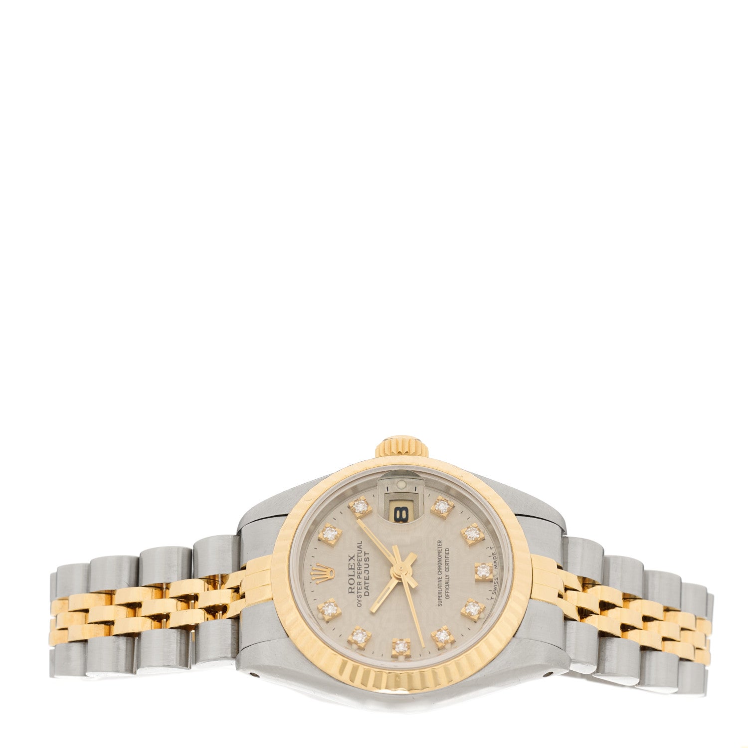 Rolex Stainless Steel 18K Yellow Gold Diamond 26mm Oyster Perpetual Datejust Watch Silver 69173 2 of 4