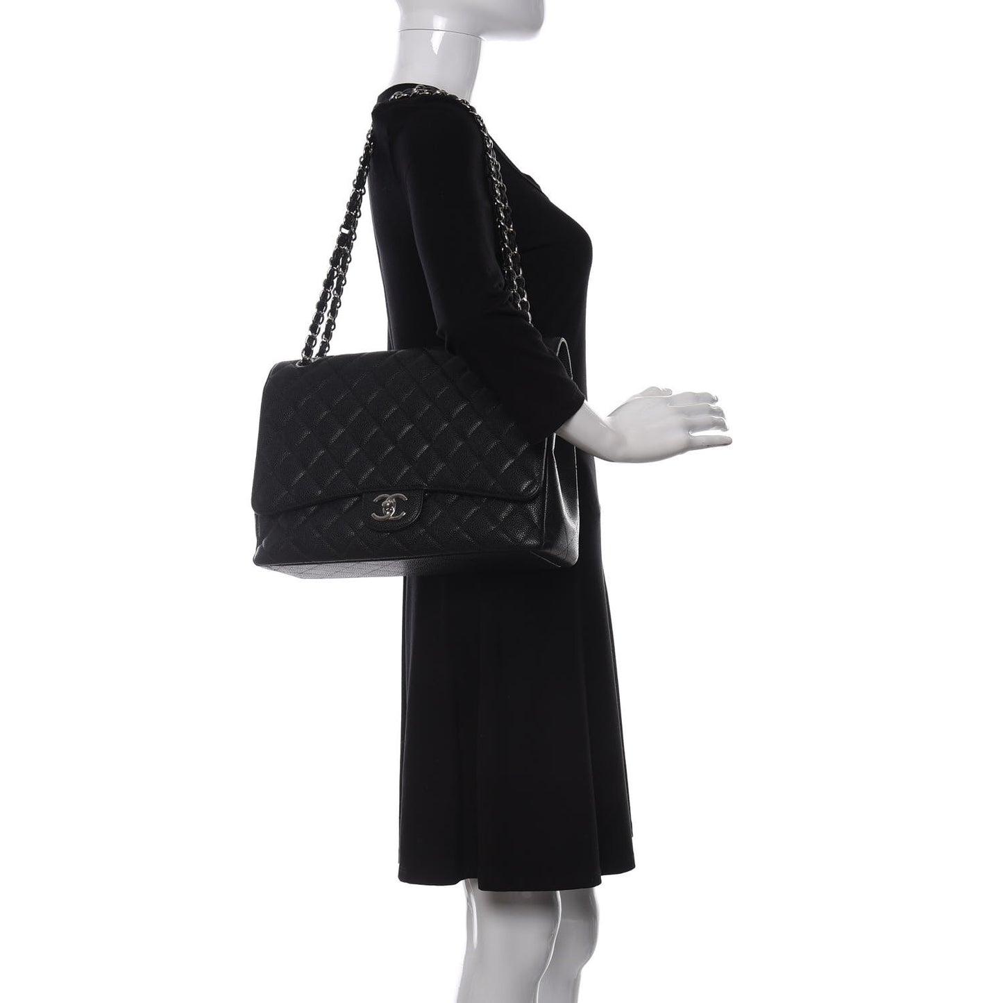 Caviar Quilted Maxi Double Flap Black