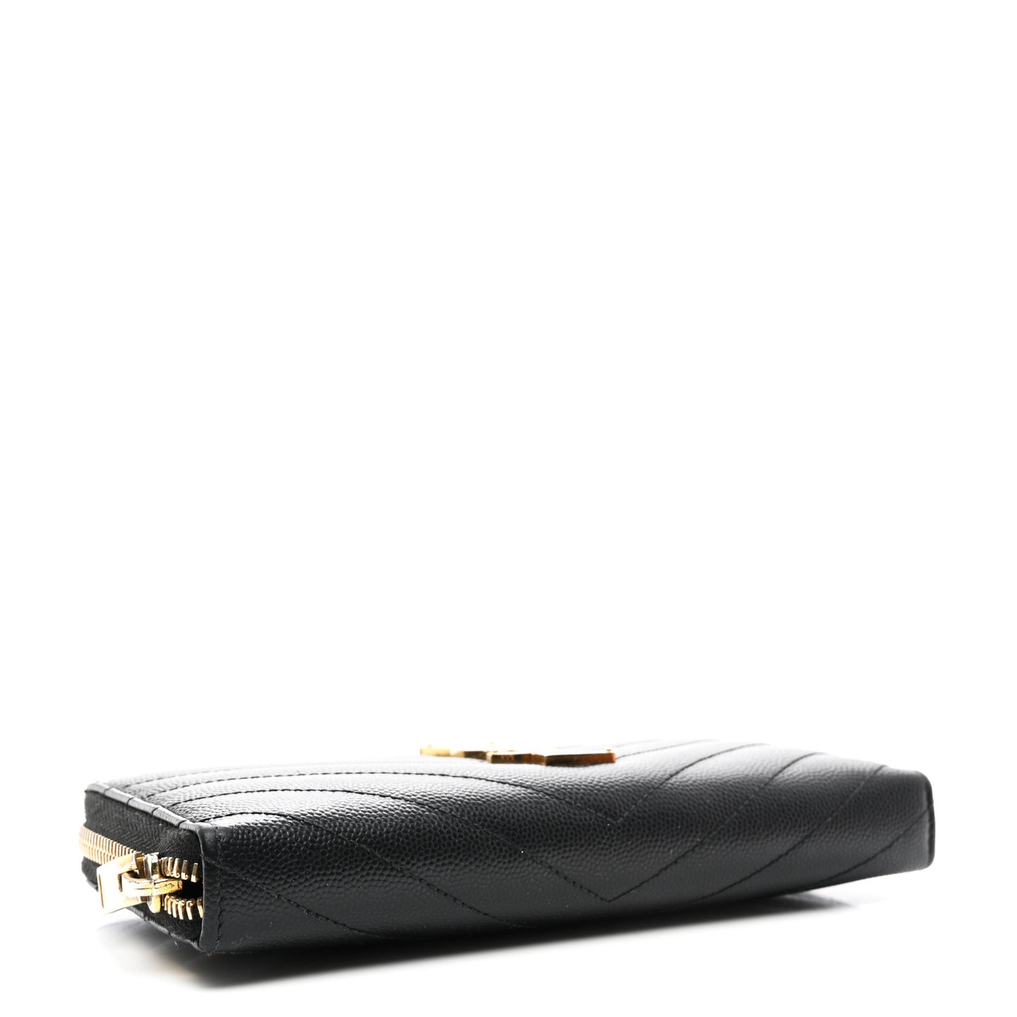 Grain De Poudre Matelasse Chevron Monogram Zip Around Wallet Black