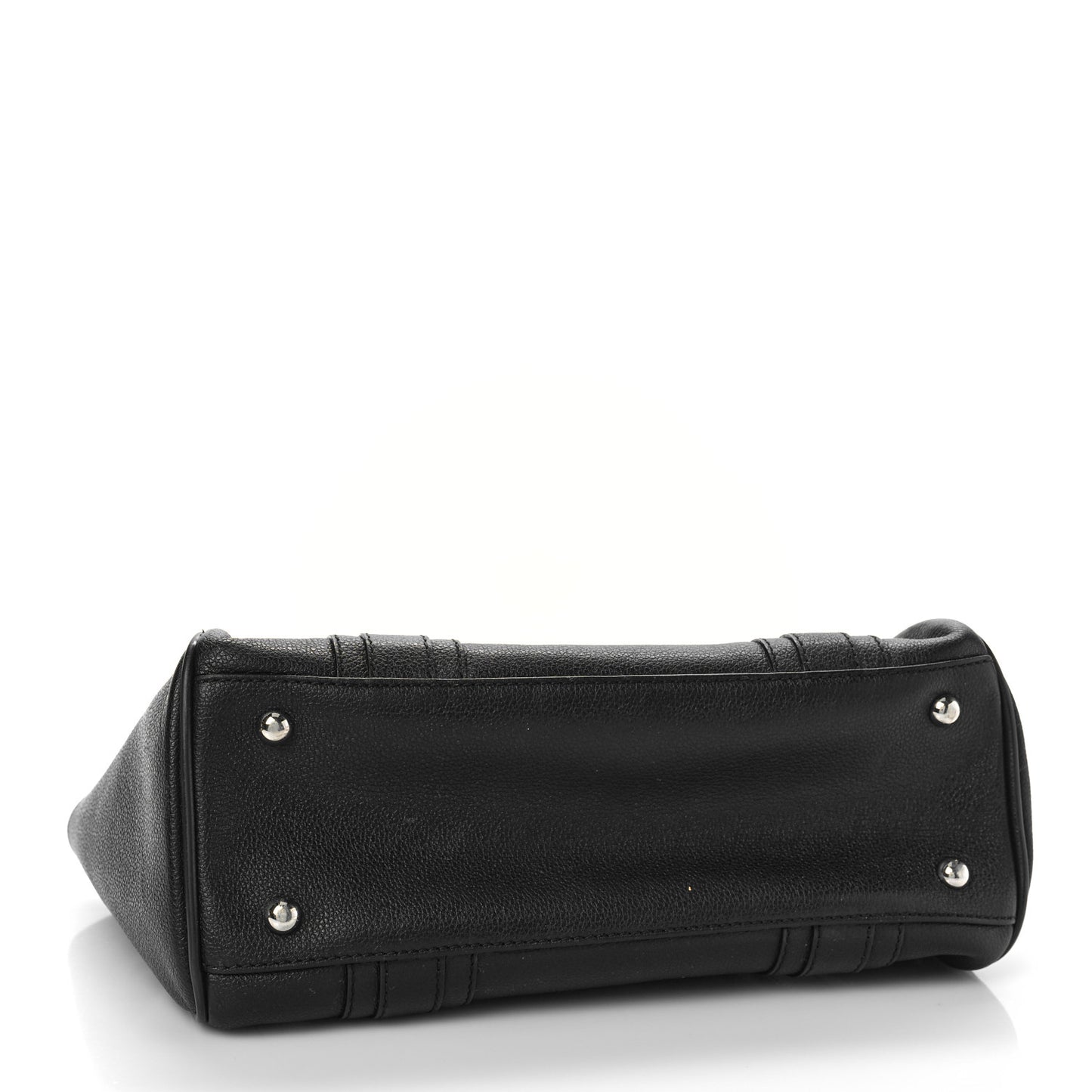 Grained Calfskin Studded Boston Bag Black